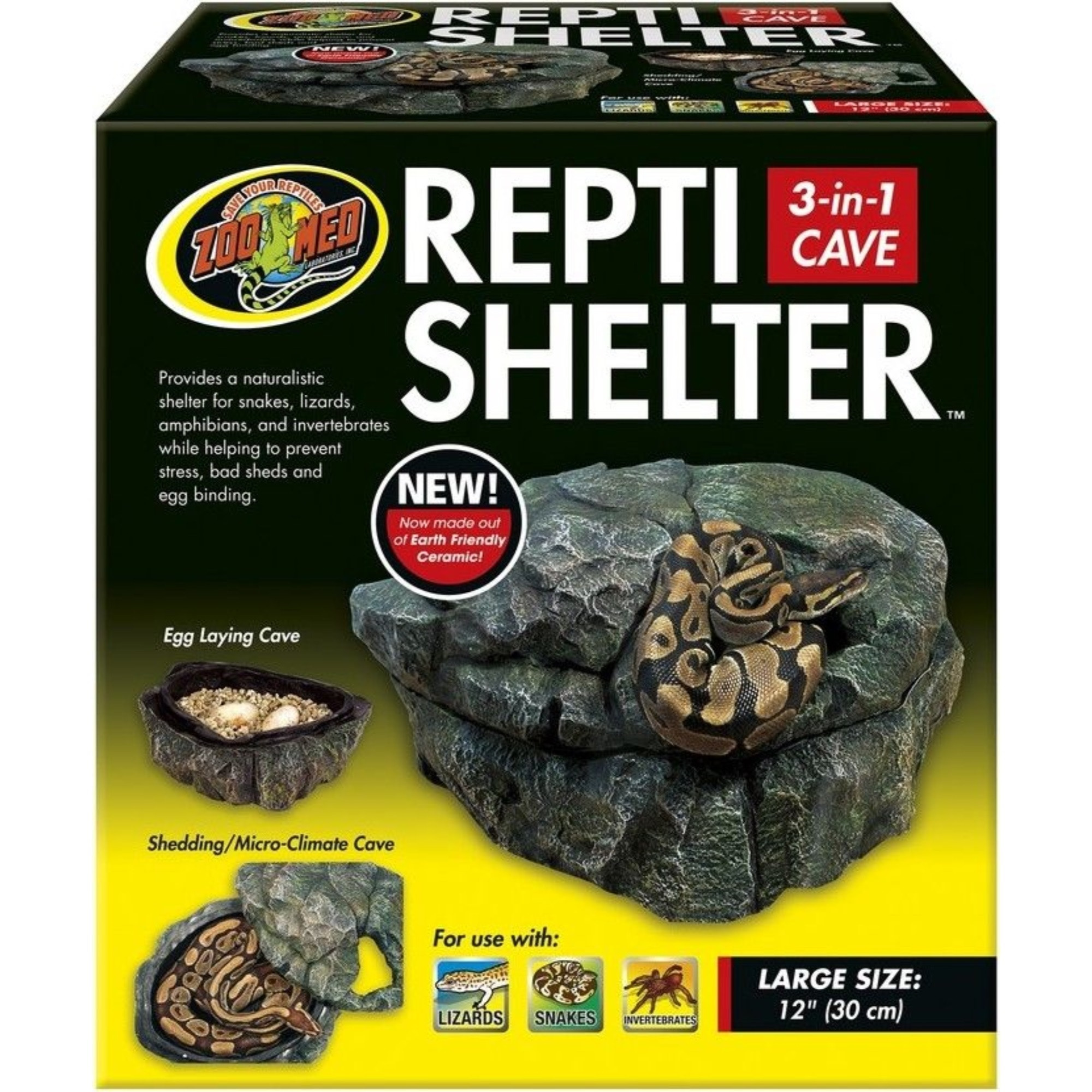 Zoo Med Repti 3-in-1 Cave Hideaway Shelter for Terrariums, Large