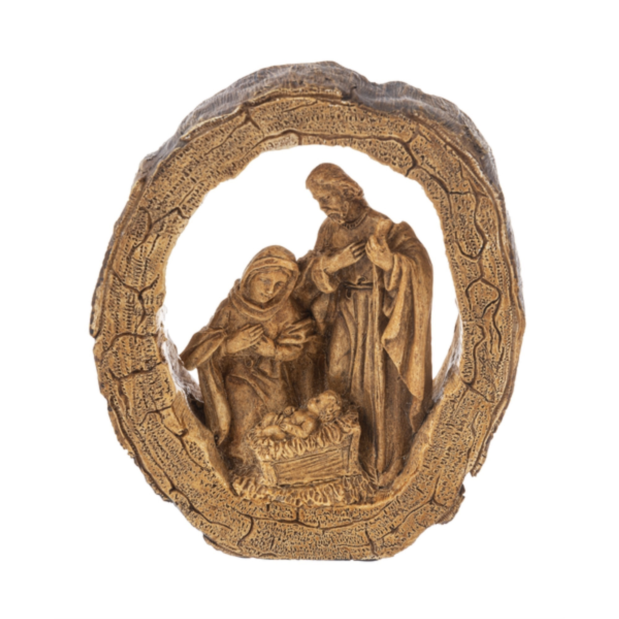 Ganz Polyresin Log Standing Christmas Decoration, Nativity Scene, 5”