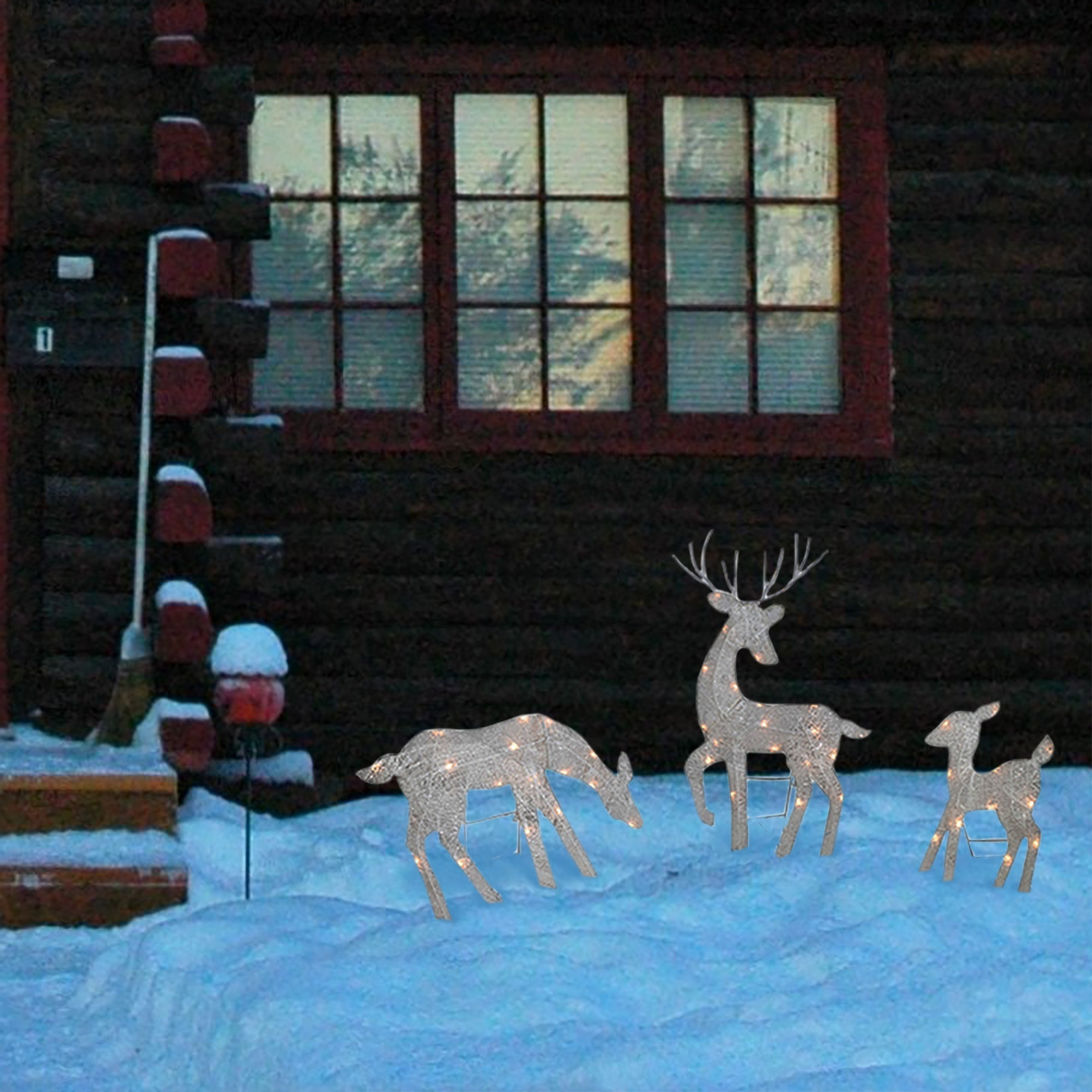 Good Tidings Pre-Lit 50 Light Outdoor Christmas Display, 3-Piece Reindeer Set