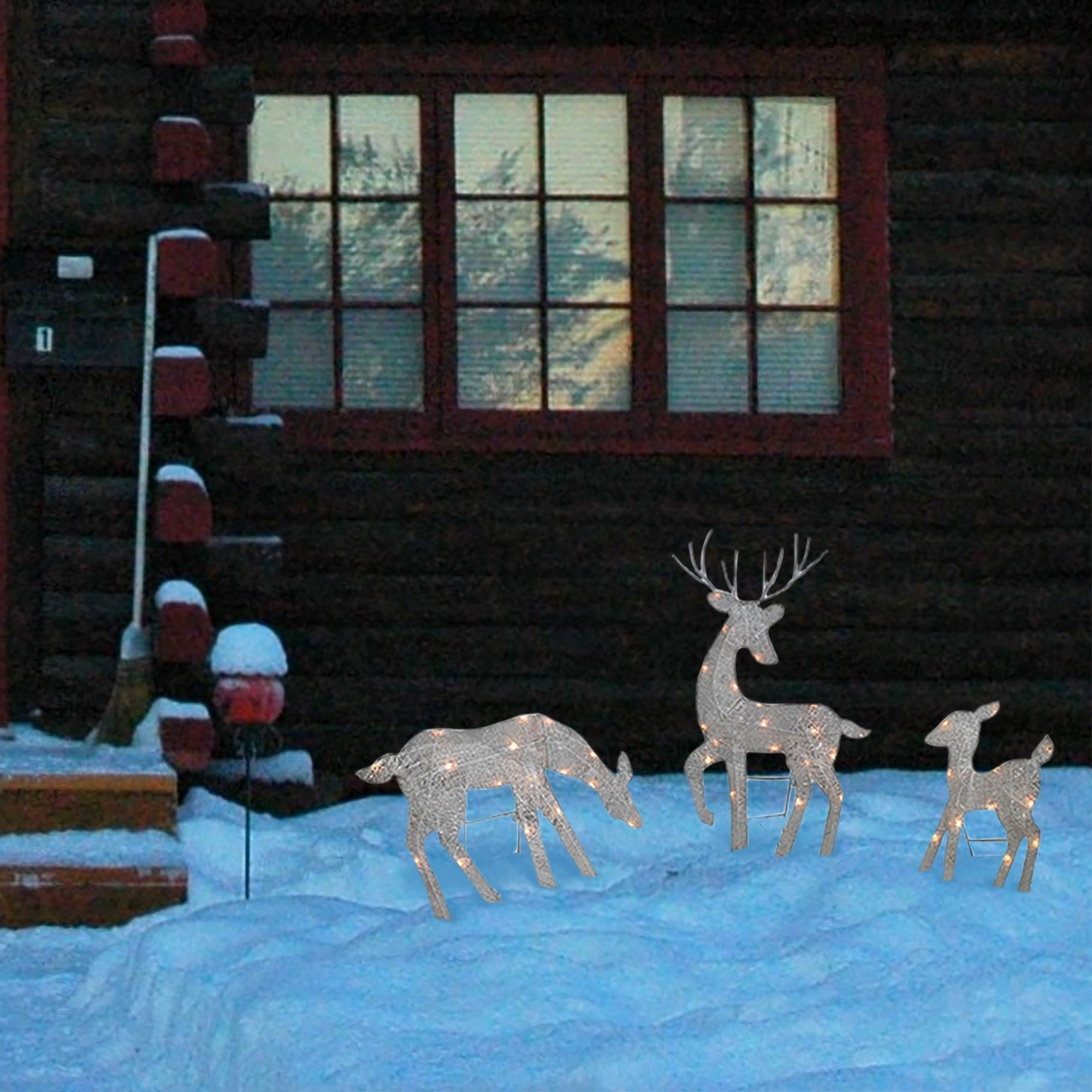 Good Tidings Pre-Lit 50 Light Outdoor Christmas Décor, Reindeer (Set of 3)
