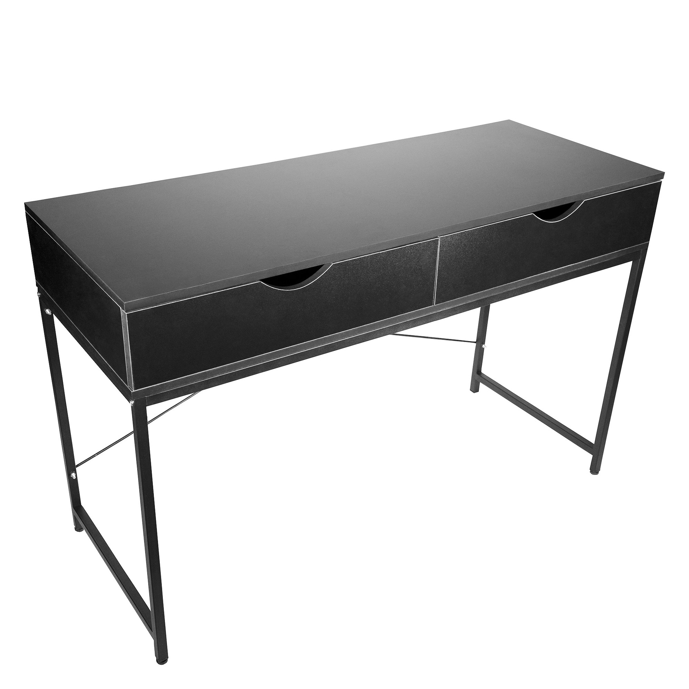Interior Elements Home Office Modern Computer Desk with Drawers, Black, 47.5"