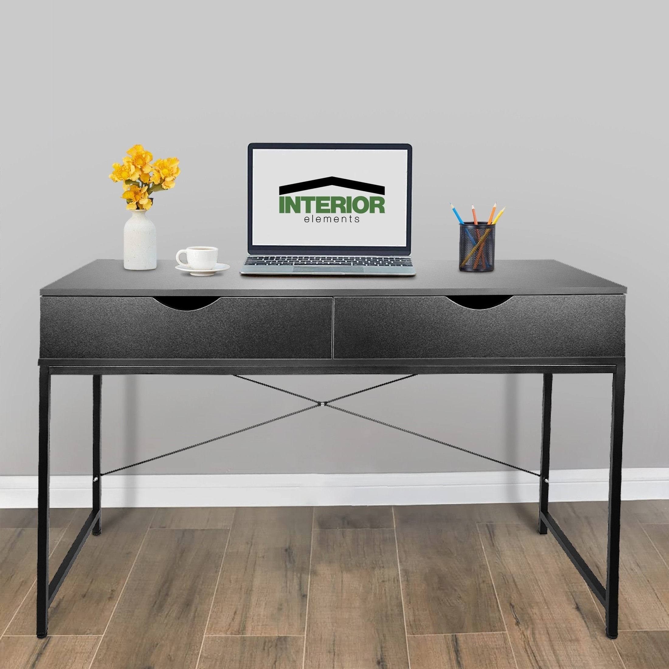 Interior Elements Modern Computer Desk with Storage Drawers