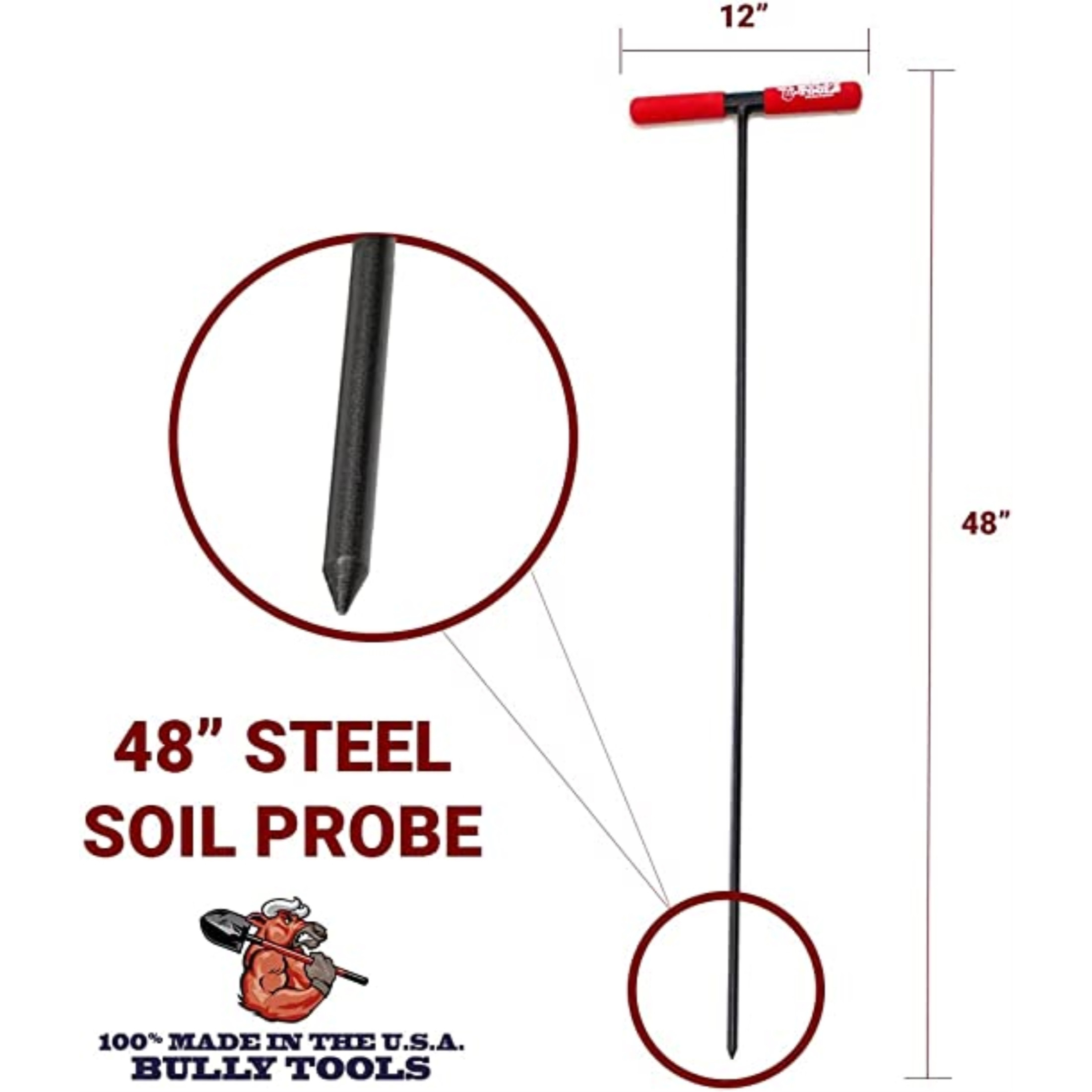 Bully Tools 99203 Steel Soil Probe with T-Style Handle, 48"