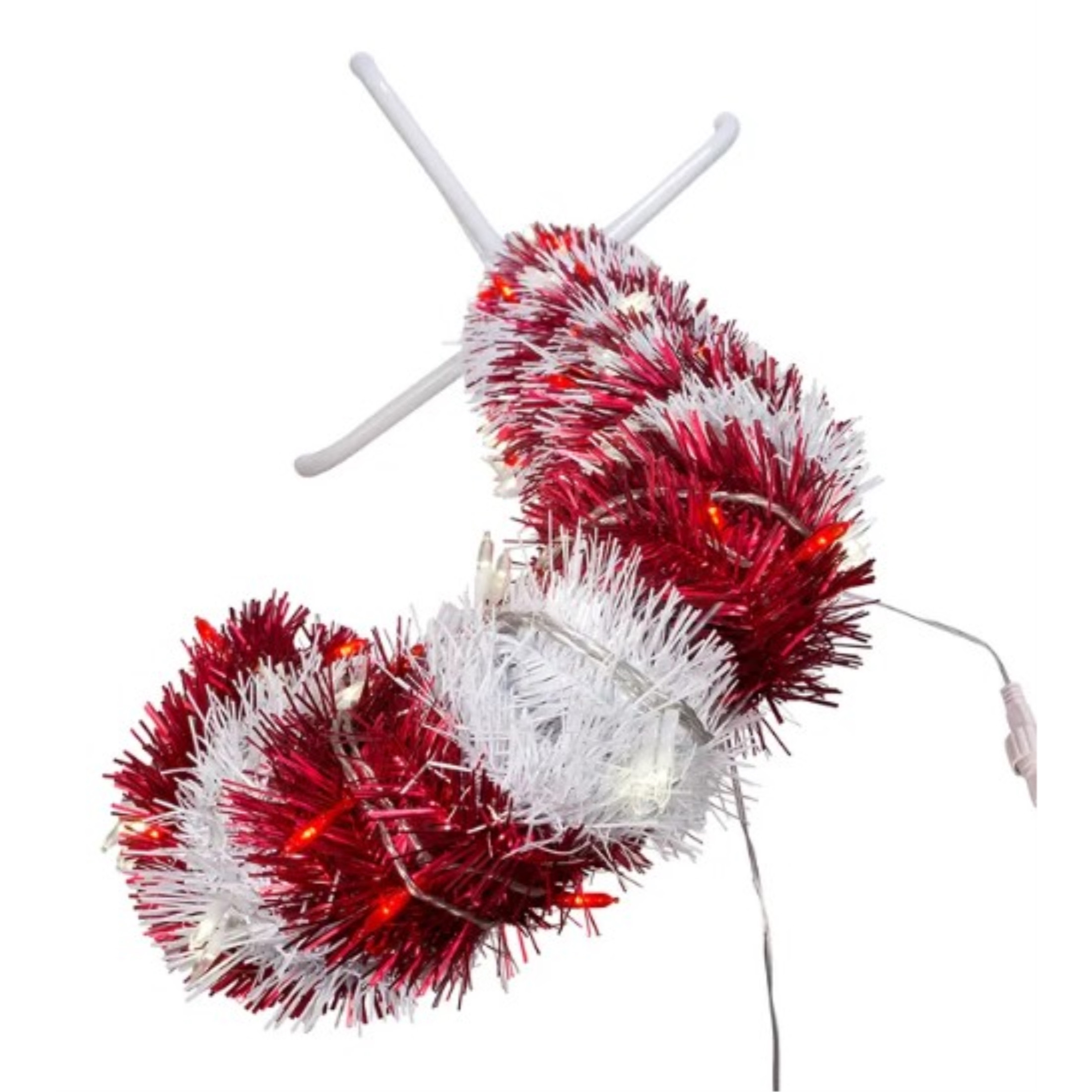 Kurt Adler Tinsel Candy Can Light Up Christmas Plastic Decoration, Red/White, 3 Feet