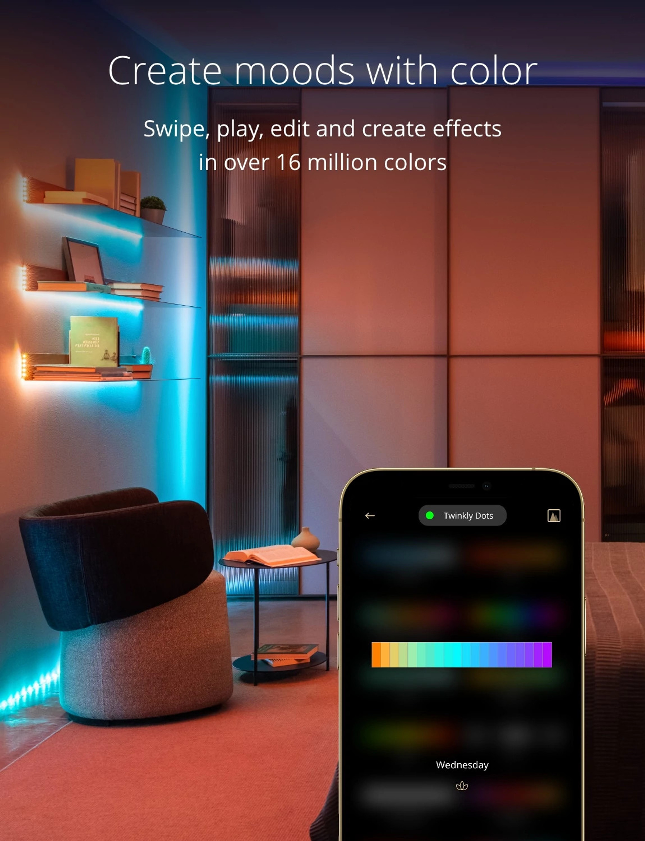 Twinkly Dots App-Controlled Flexible LED Light String with RGB (16 Million Colors) LEDs Indoor and Outdoor Smart Home Lighting Decoration
