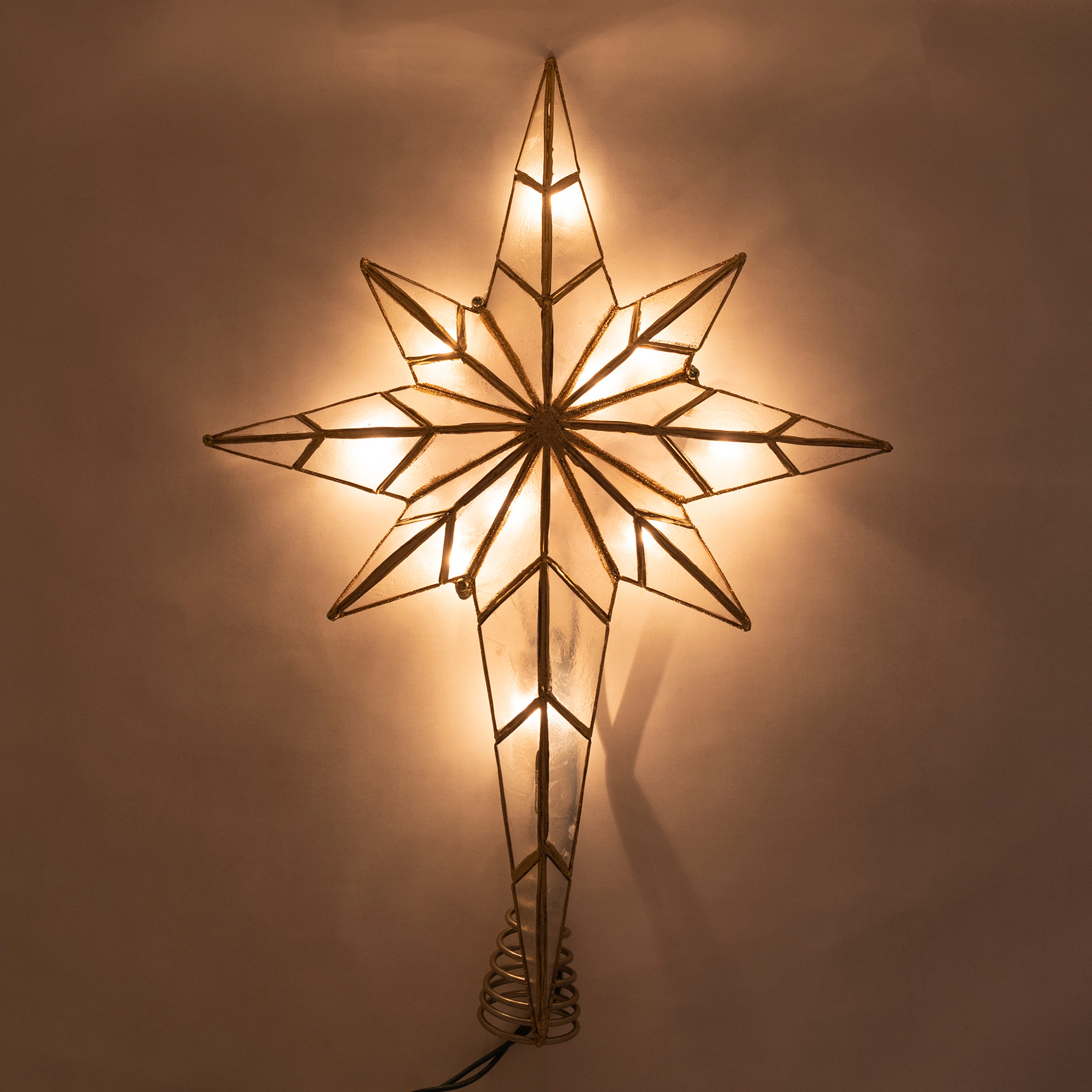 Kurt Adler 10-Light Capiz Christmas Tree Topper, Bethlehem Star, 16.5in Kurt Adler 10-Light Capiz Christmas Tree Topper, Bethlehem Star, 16.5in