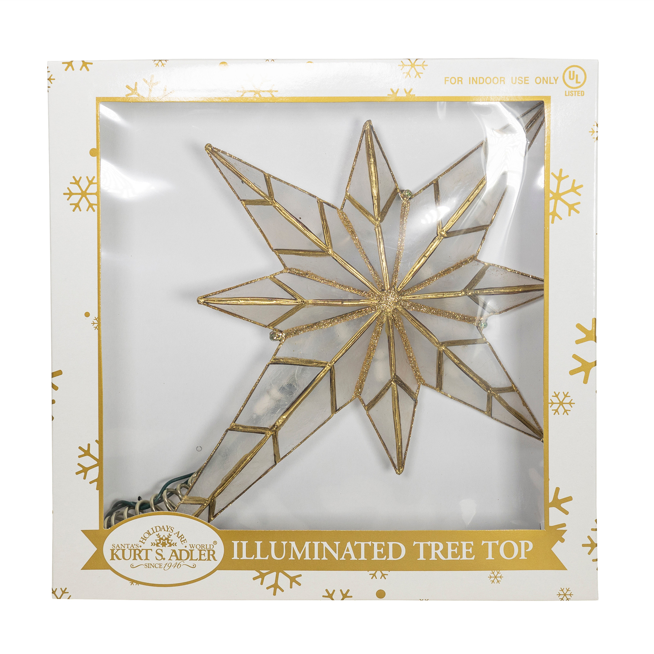 Kurt Adler 10-Light Capiz Christmas Tree Topper, Bethlehem Star, 16.5in Kurt Adler 10-Light Capiz Christmas Tree Topper, Bethlehem Star, 16.5in