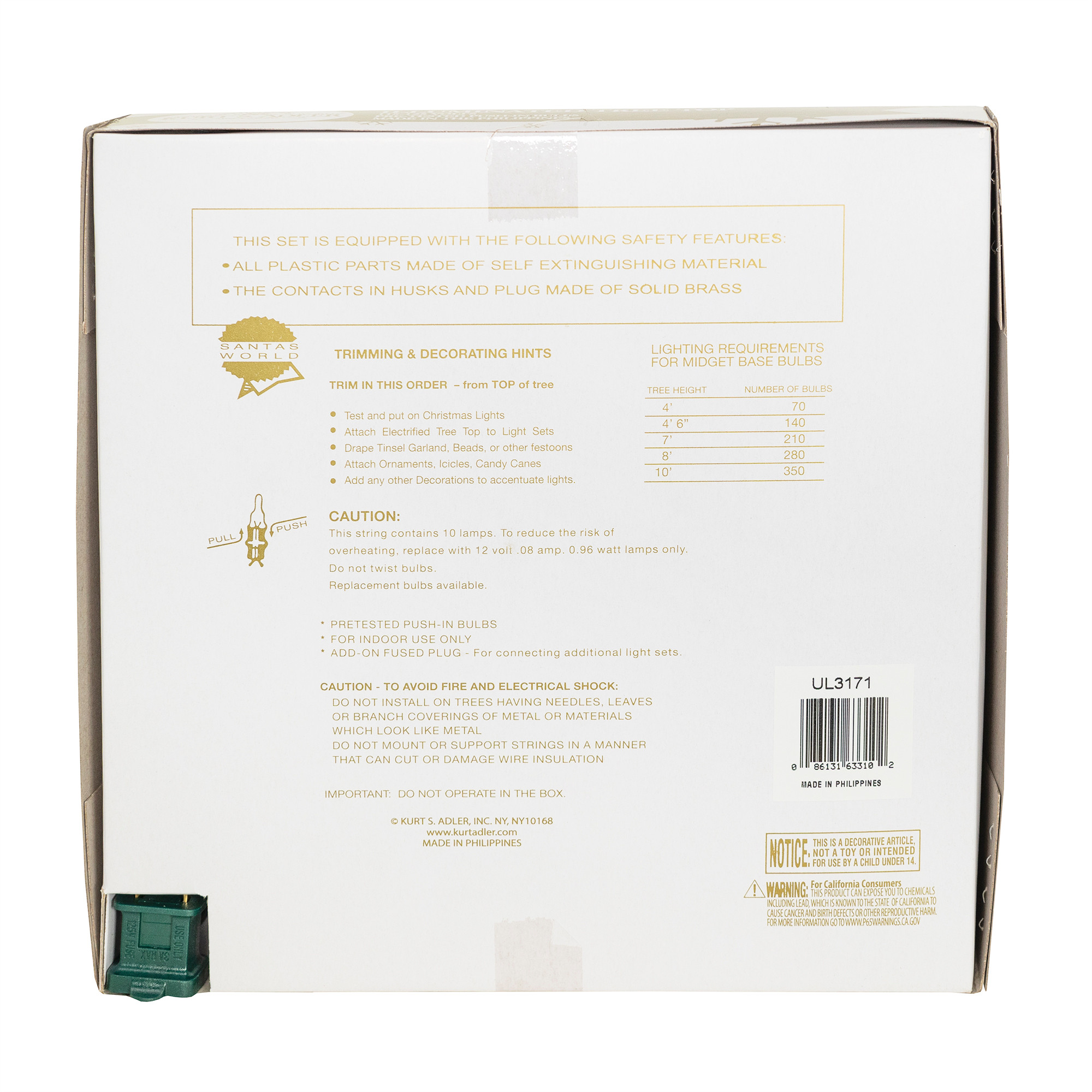 Kurt Adler 10-Light Capiz Treetop, White Glittered Star, 9.5"