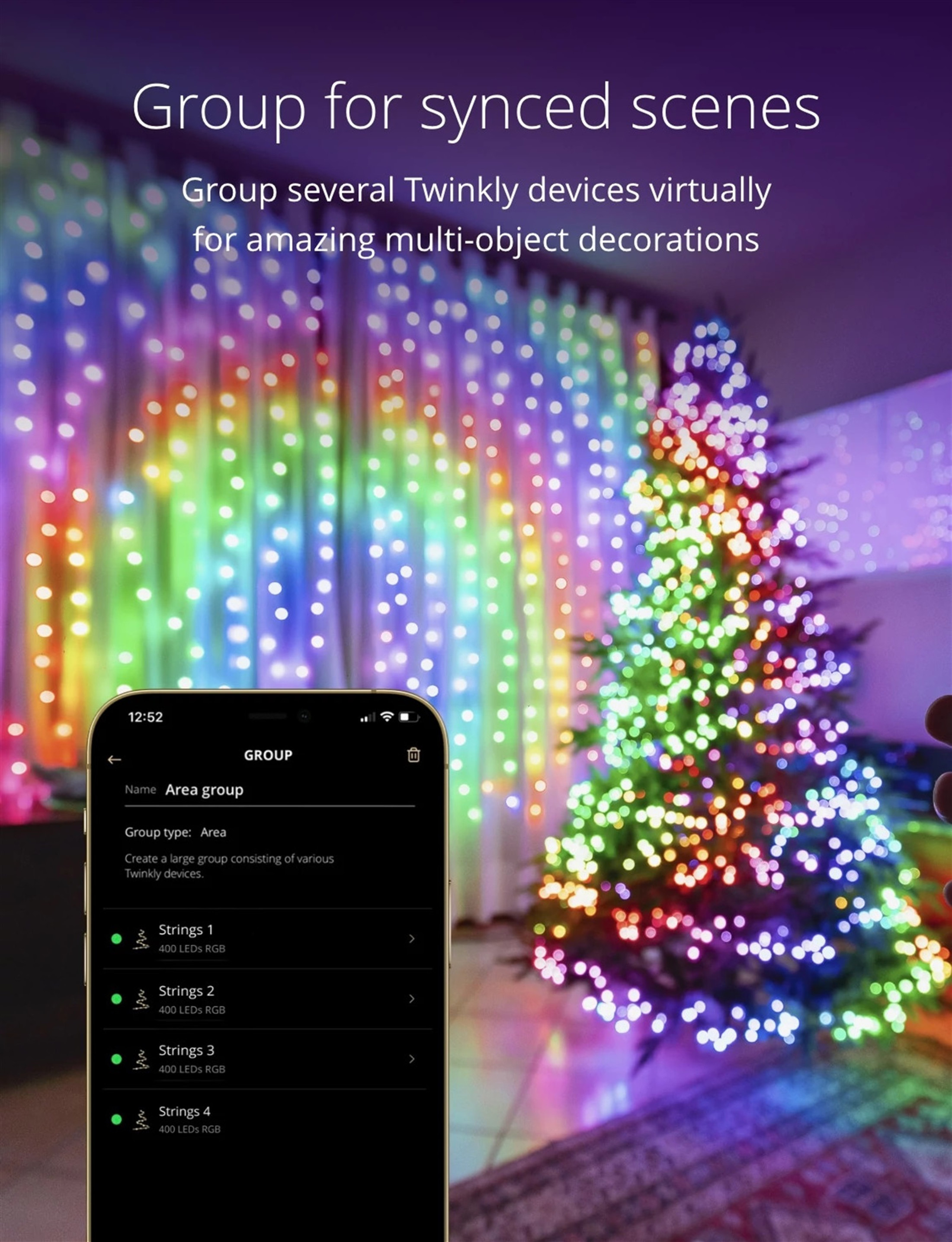 App controlled led christmas shop lights