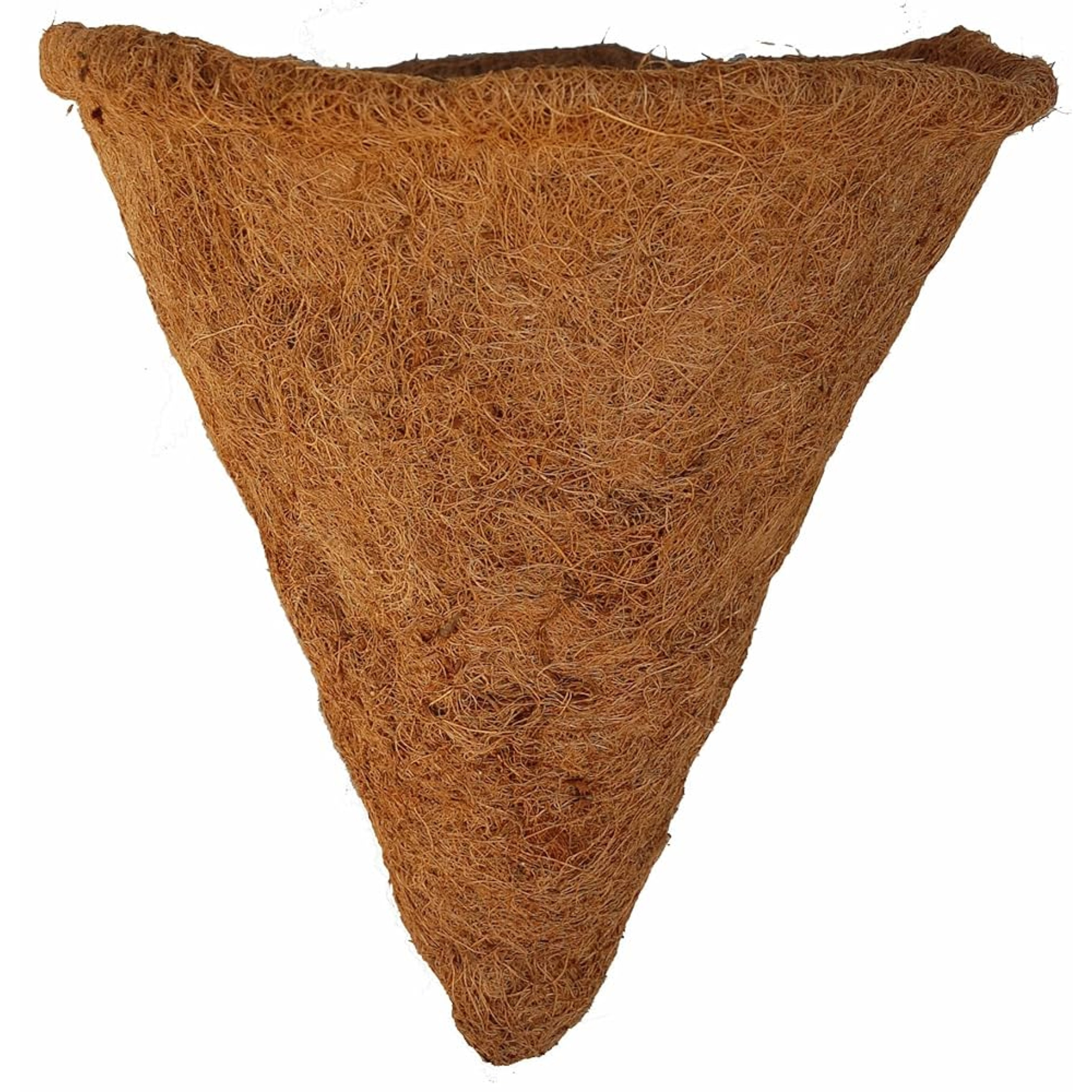 Bosmere Pre-Formed Cone Basket Coco Liner – Reusable Natural Coir with Soil Moist Mat, 14"