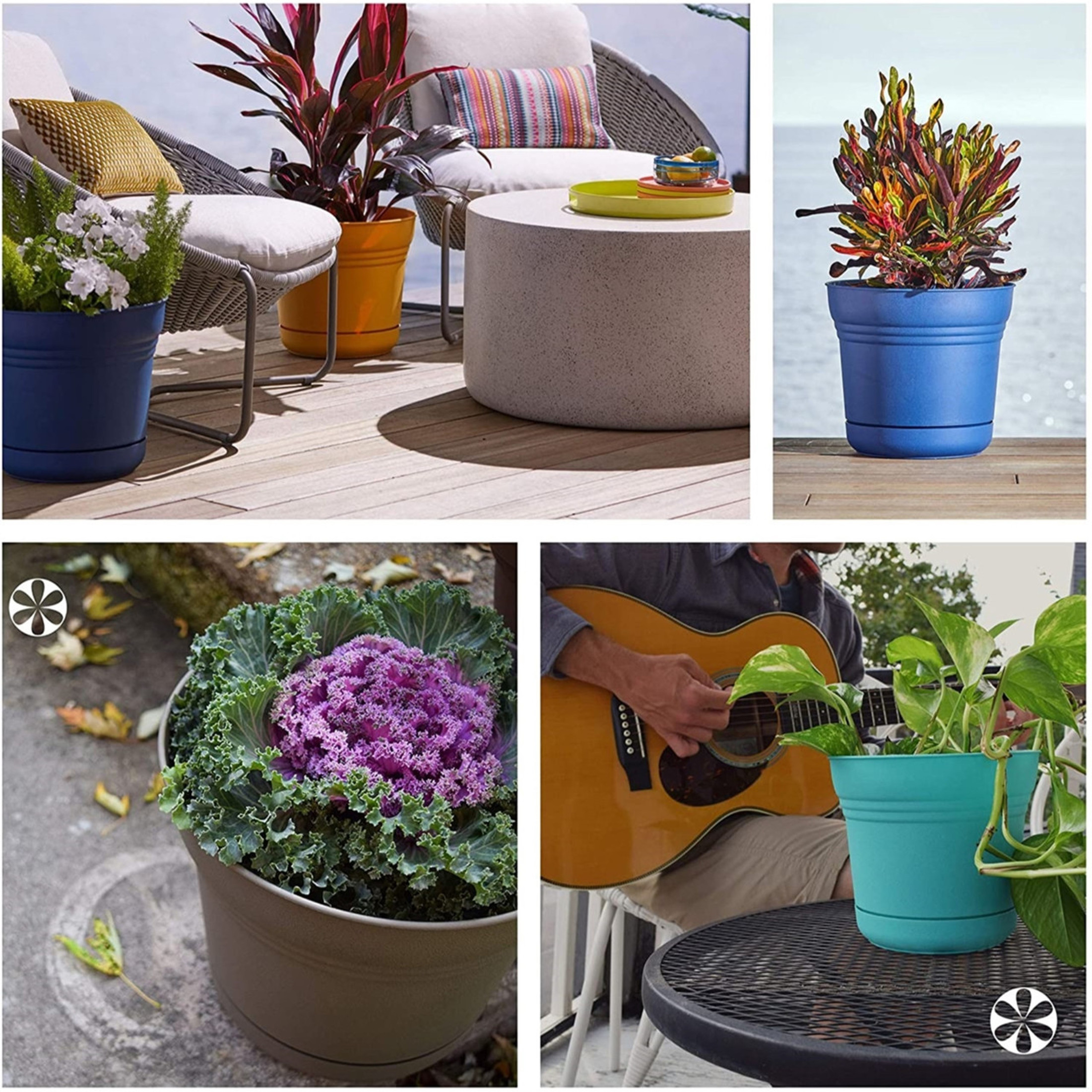 Bloem Saturn Plastic In/Outdoor Flower Pot Planter with Saucers