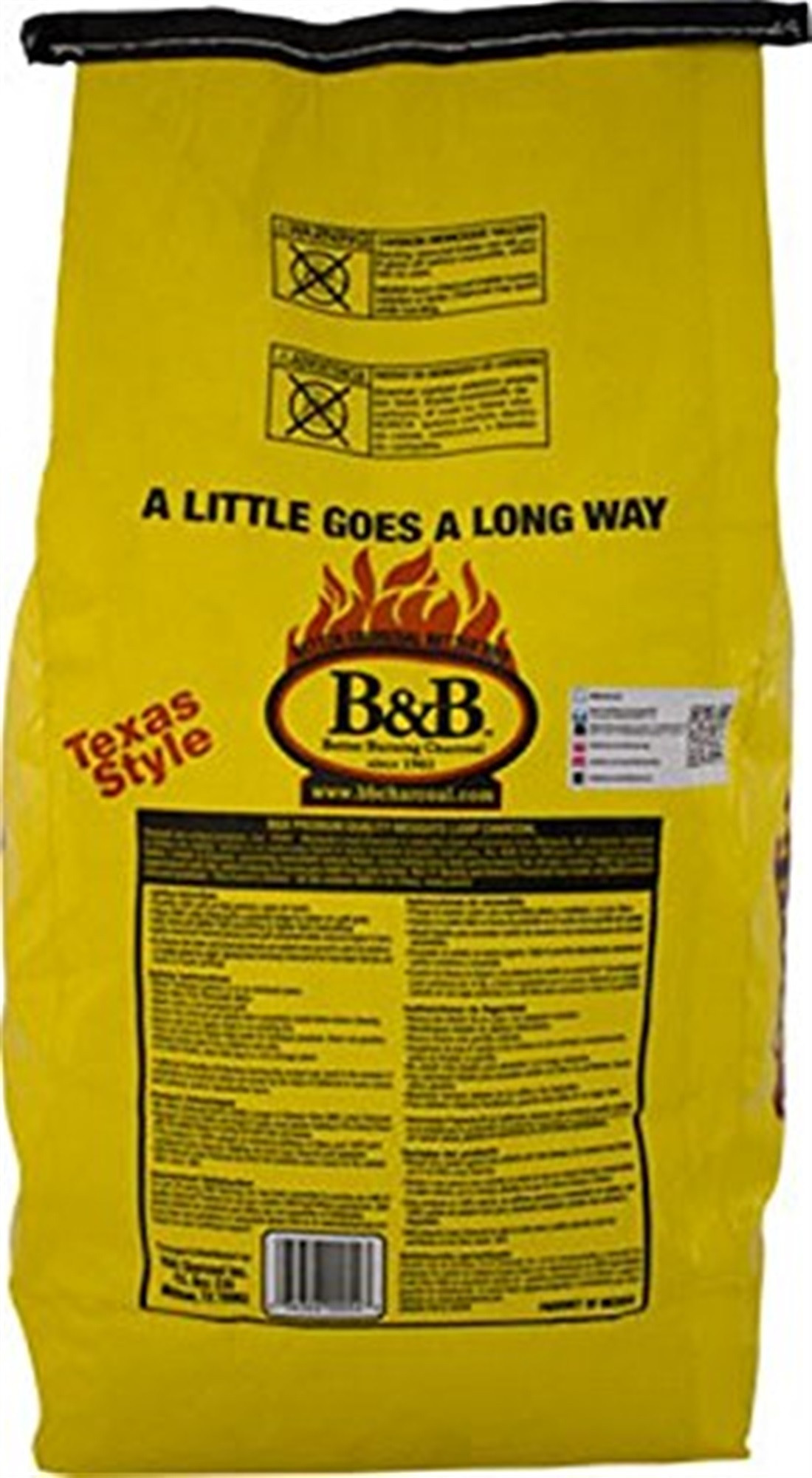 B & B Charcoal All-Natural Texas Style Mesquite Lump Charcoal, 20lbs