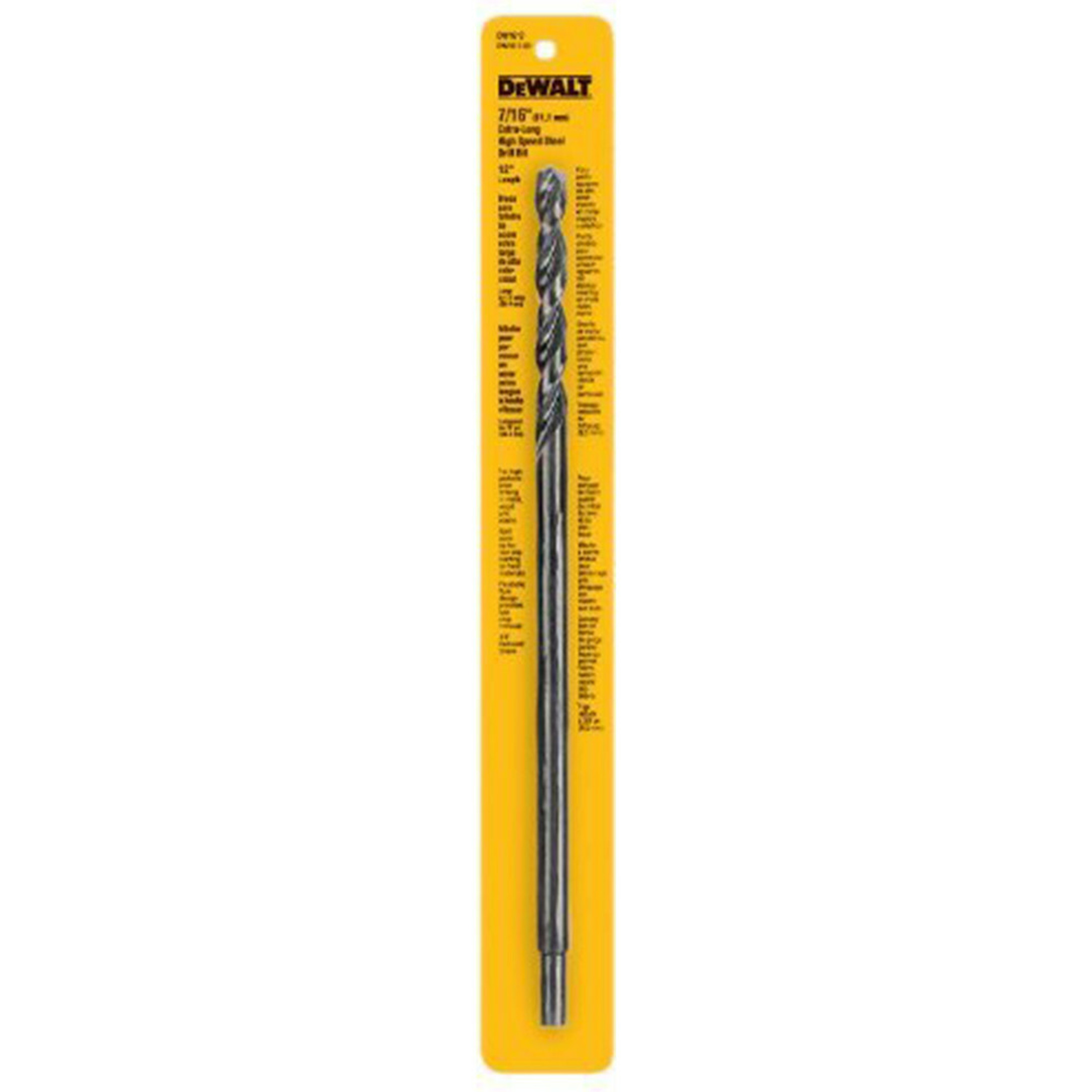 DEWALT DW1612 7/16-Inch by 12-Inch Black Oxide Twist Drill Bit