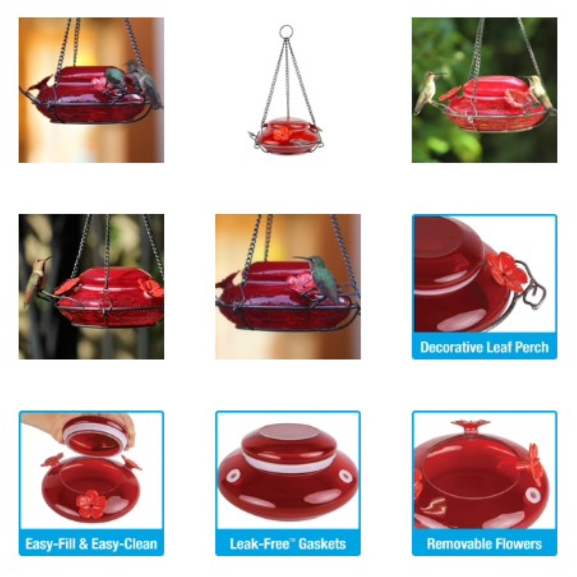 Nature's Way Modern Hummingbird Feeder, Red