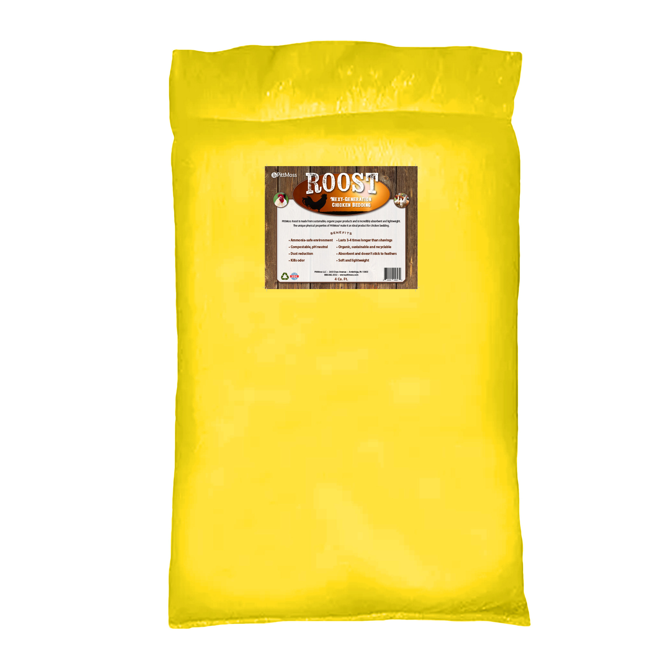 PittMoss Roost Organic Lightweight Next Generation Chicken and Poultry Bedding, 4 cu ft