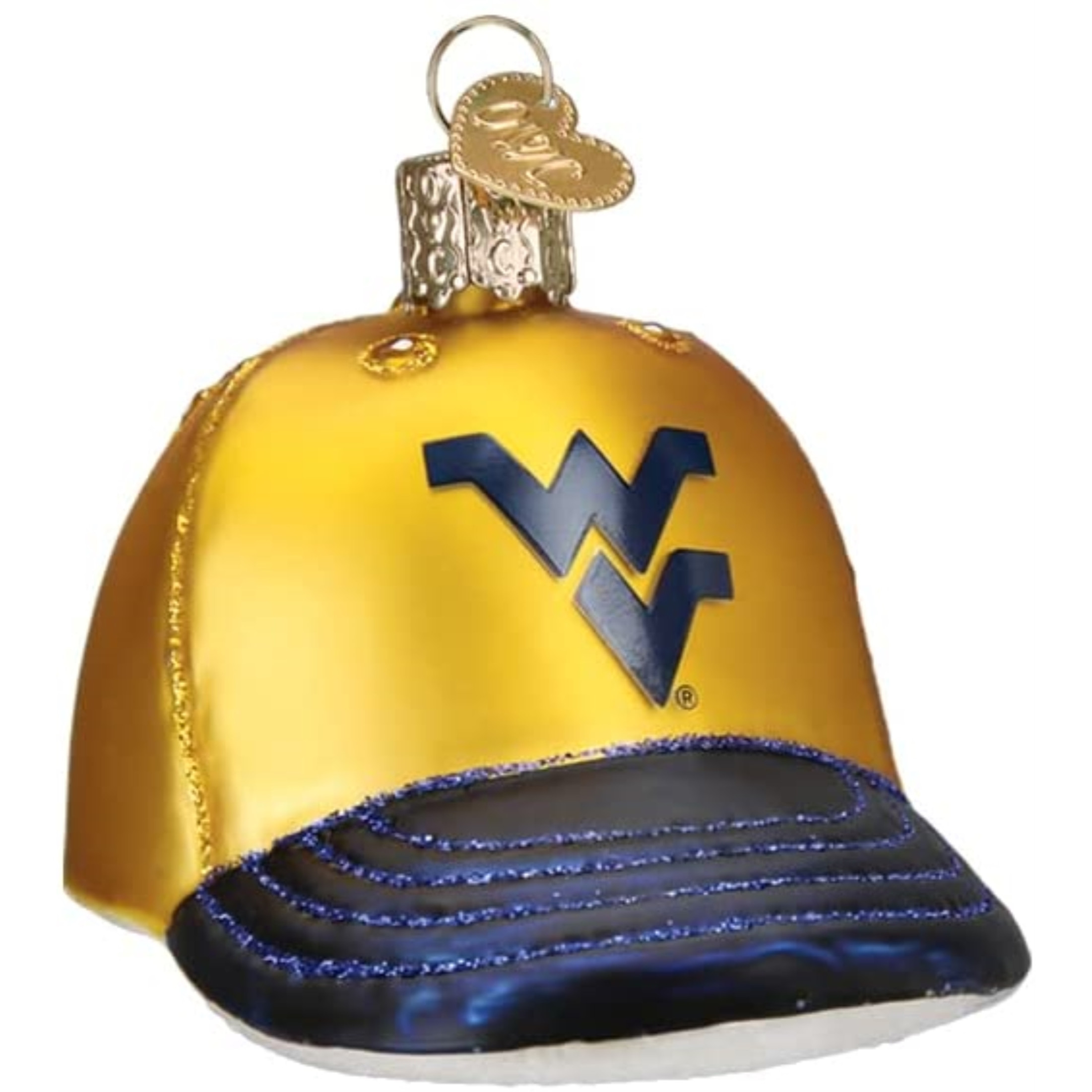 Old World Christmas Glass Blown Tree Ornament, West Virginia Baseball Cap (With OWC Gift Box)