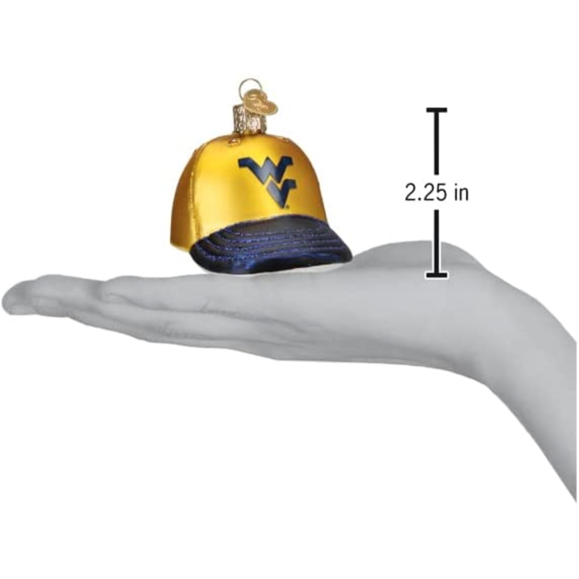 Old World Christmas Blown Glass Ornament for Christmas Tree, West Virginia Baseball Cap