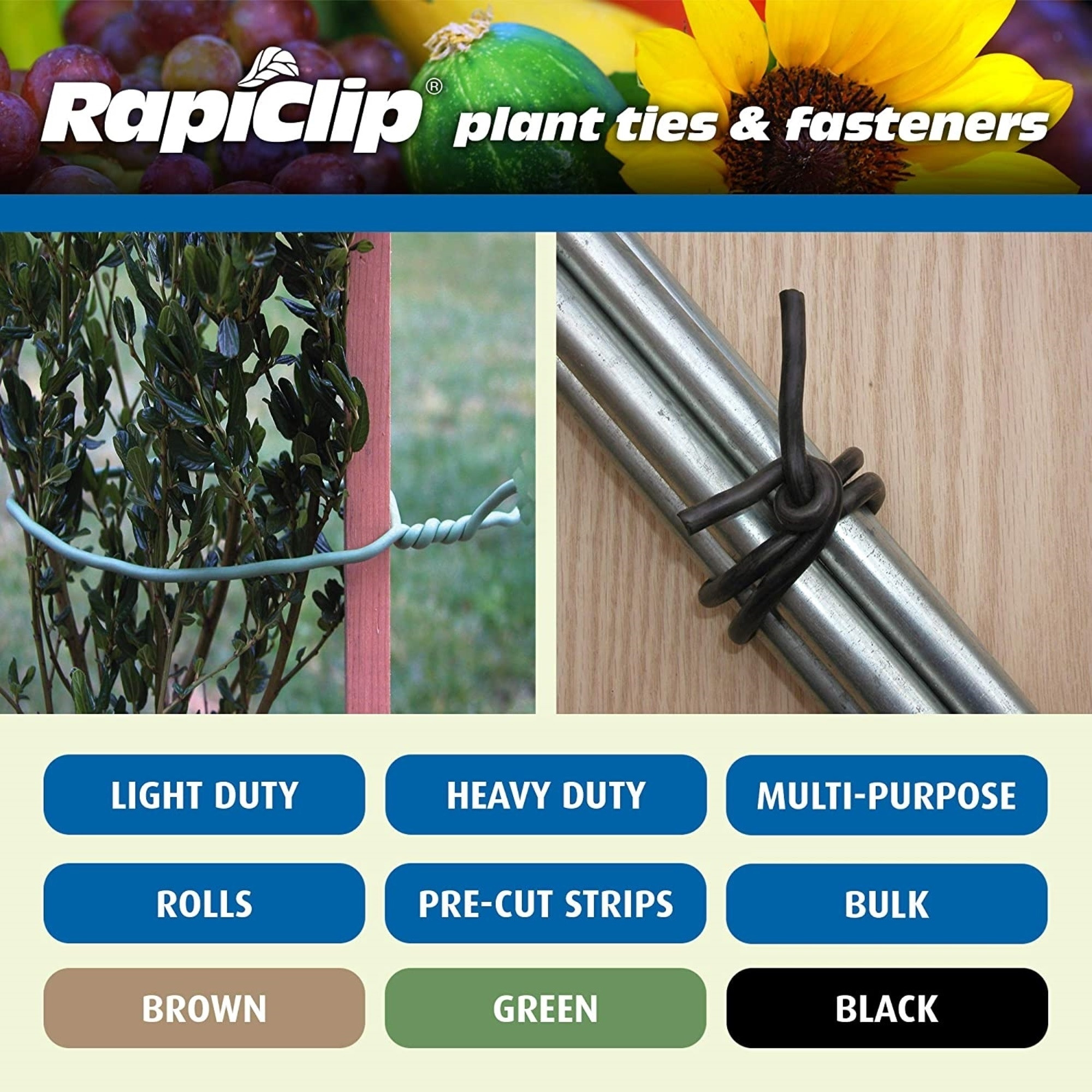 Luster Leaf Rapiclip Soft Wire Plant Tie – Light Duty, Green, 16ft