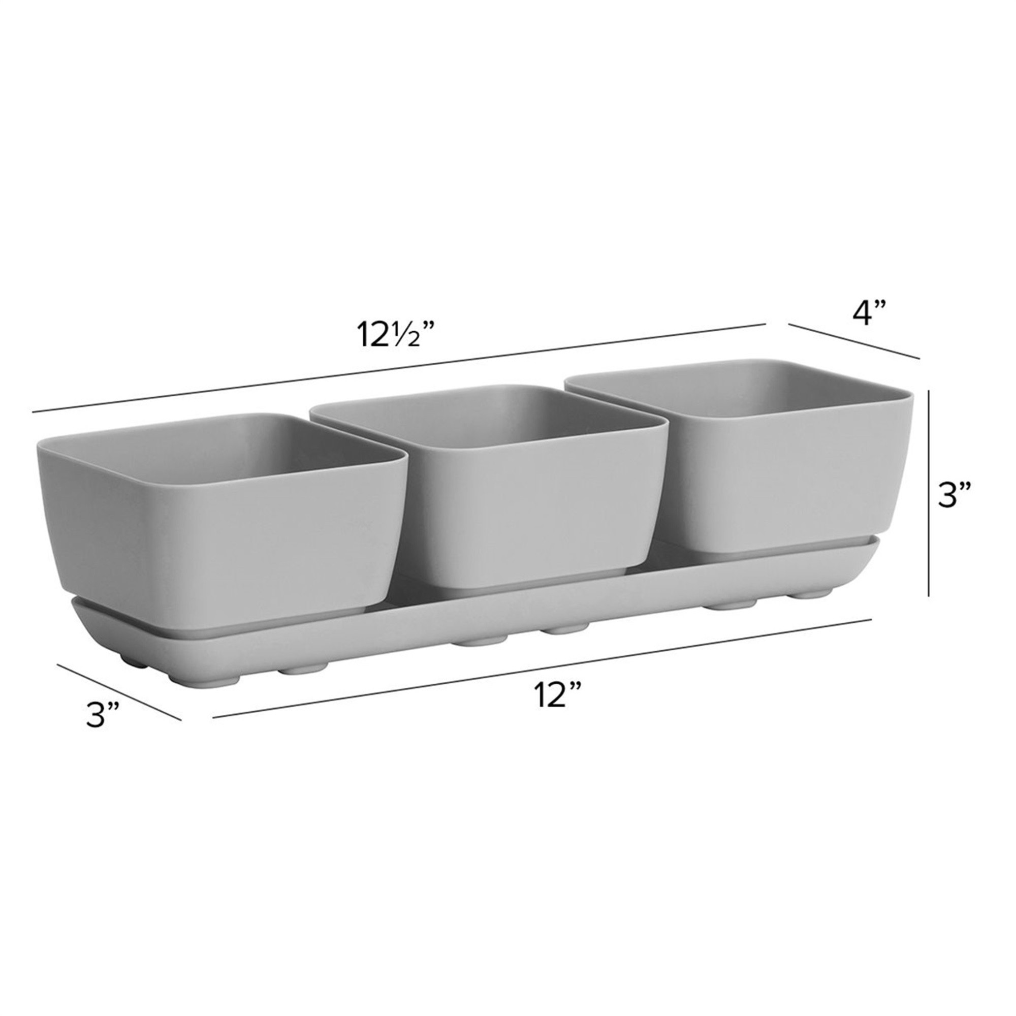 Novelty Herb & Succulent Trio Planter Plastic Flower Pots, 12"