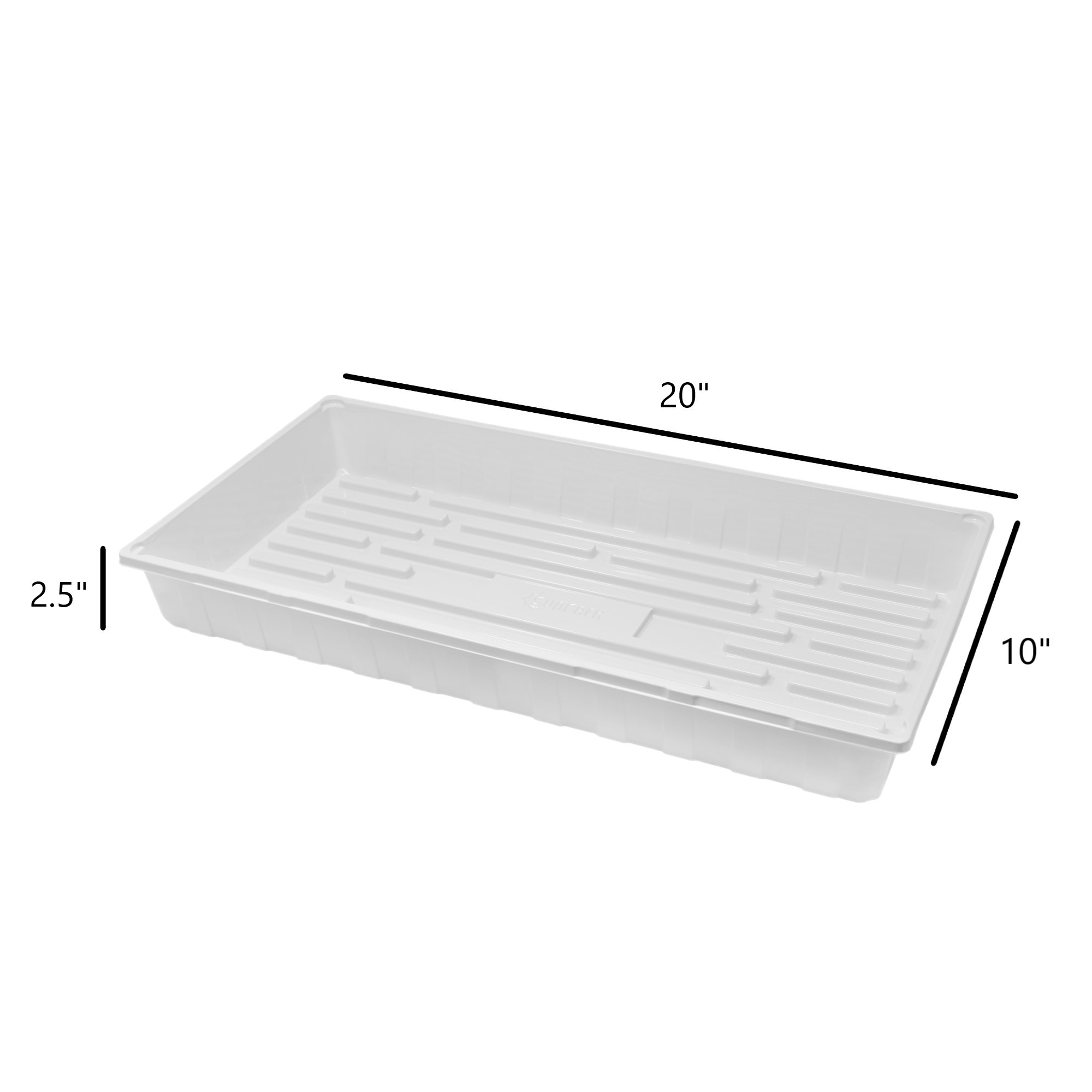 SUNPACK 10" x 20" Plastic Seed Starting Tray, White, 2.5"