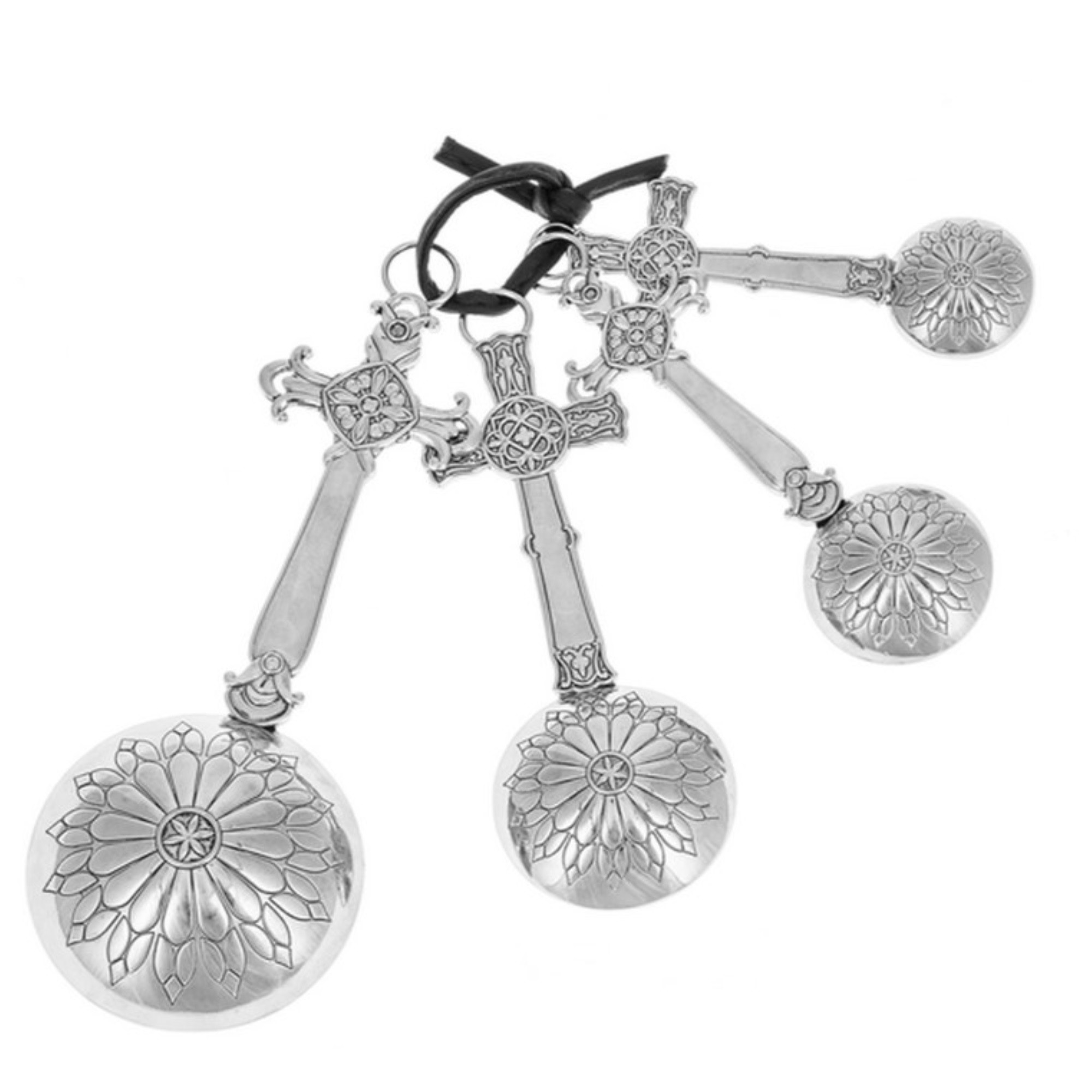 Ganz 4-Piece Zinc Alloy Measuring Spoon Set For Kitchen, Crosses