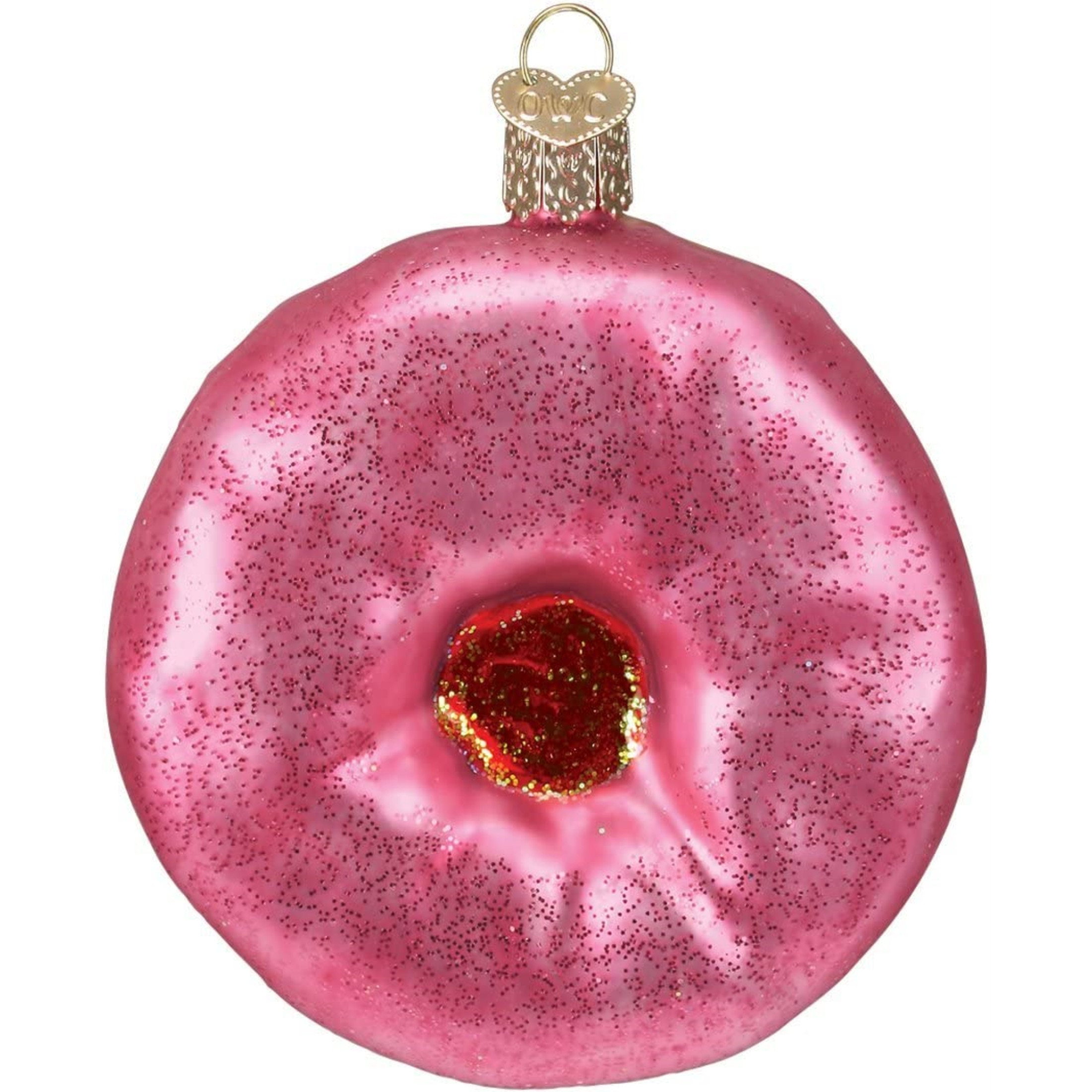 Old World Christmas Glass Blown Ornament with OWC Gift Box, Frosted Donut, Assorted Colors (Pack of 2)