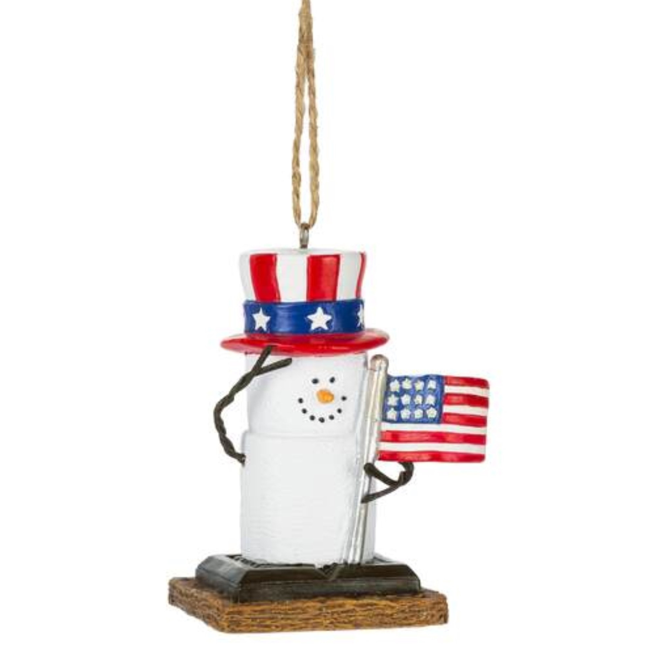 Ganz S'mores Resin Holiday Ornament, Patriotic Snowman