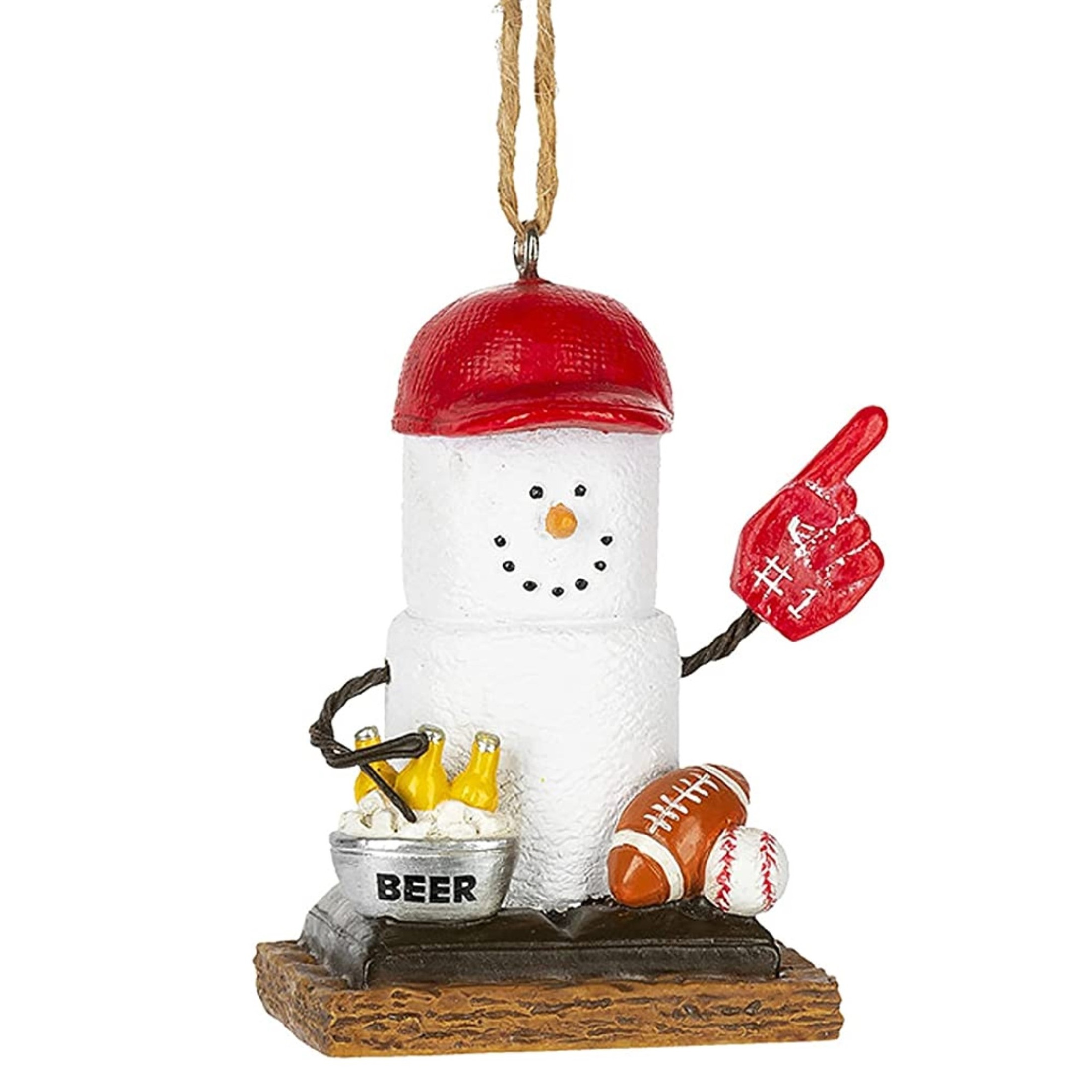 Ganz S'mores Resin Holiday Ornament, Sports Fan Snowman