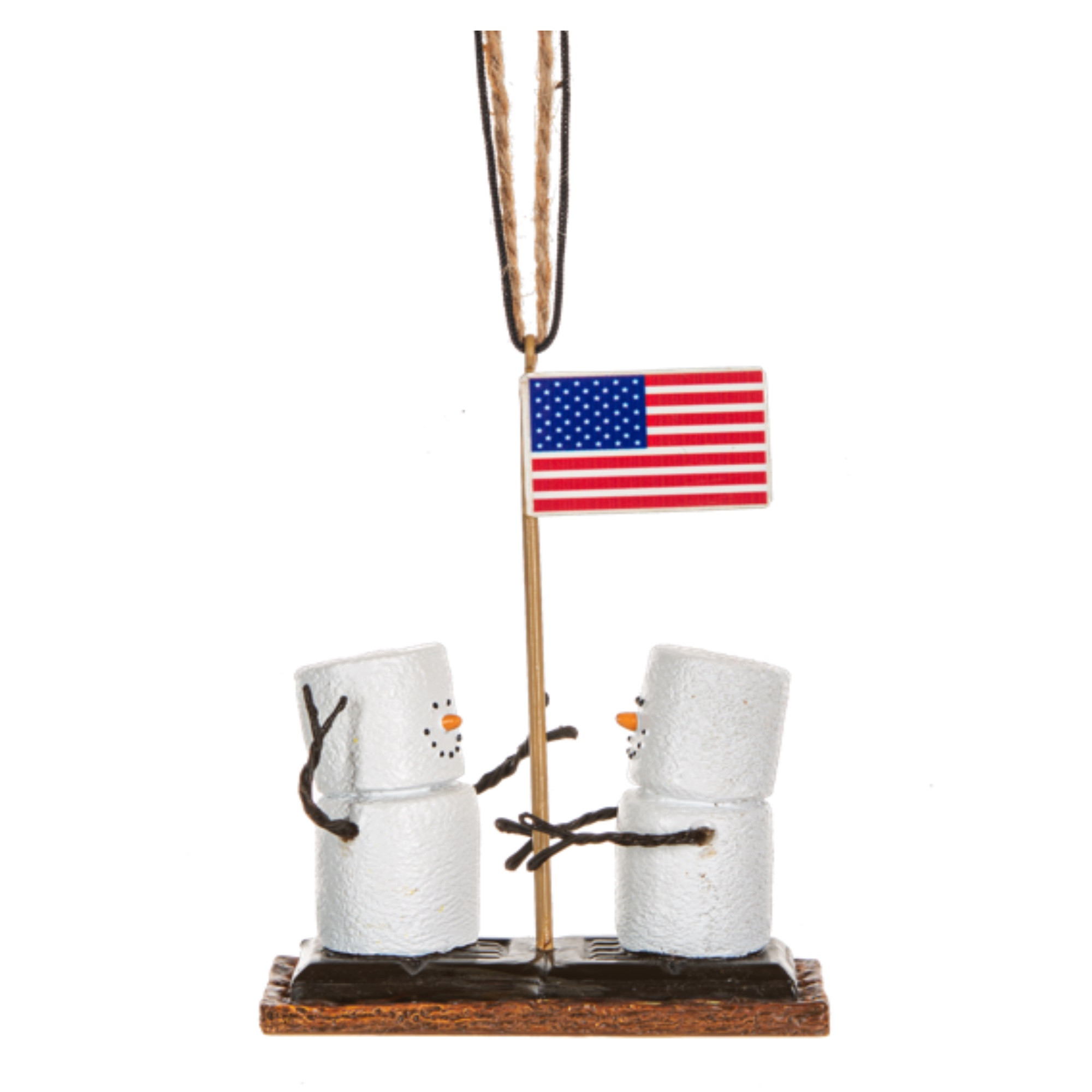 Ganz Hanging Resin S’mores Snowman Ornament for Christmas Tree, American Flag