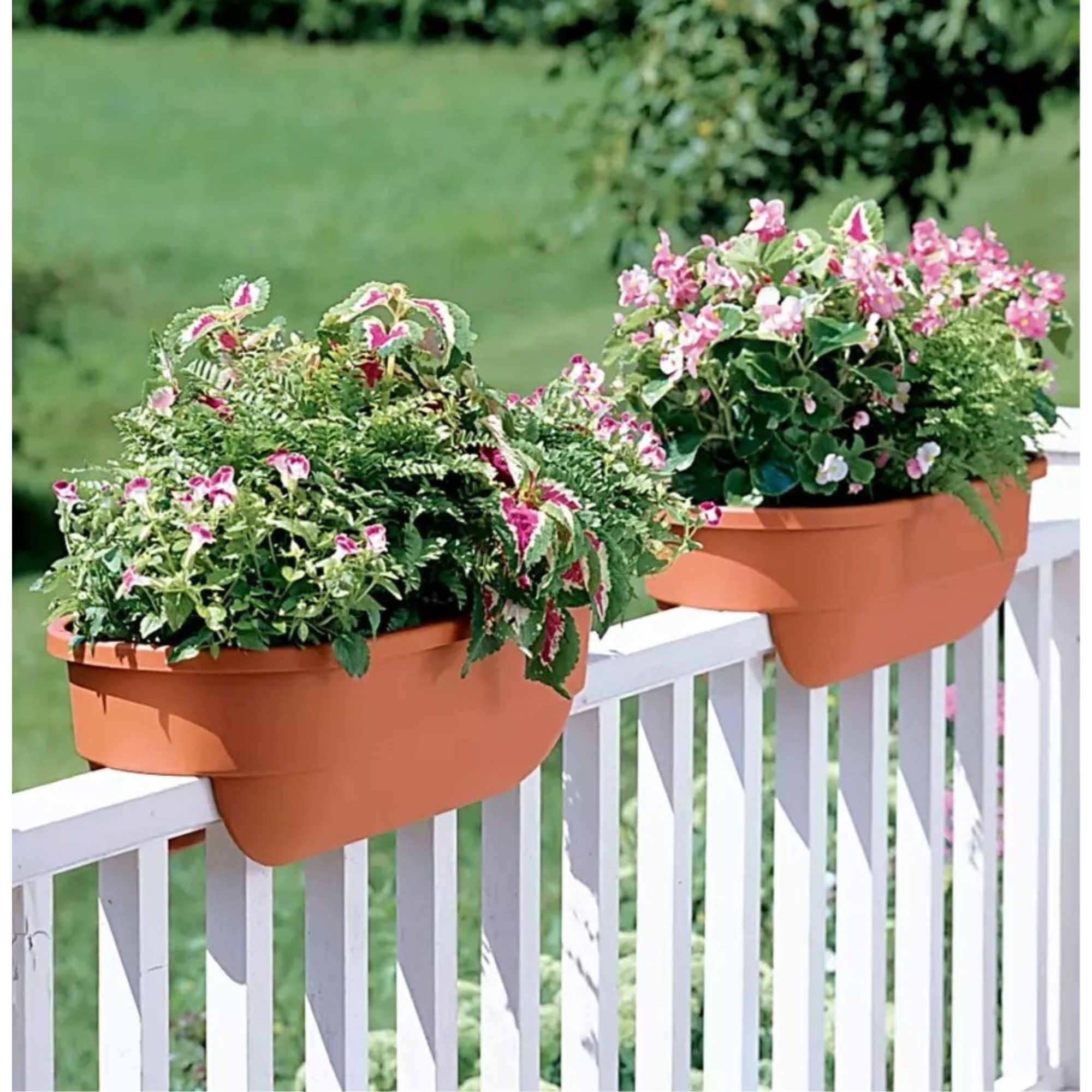 Apollo On-Rail Plastic Flower Planters for 2x6 Deck Railings