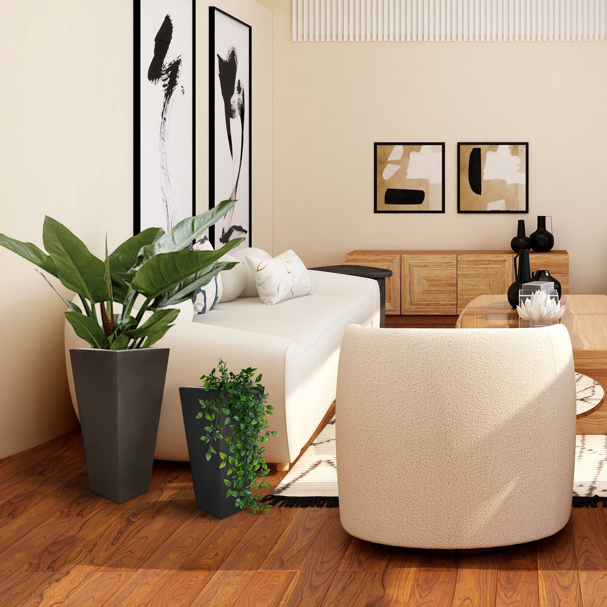 Tusco Products Cosmopolitan Tall Square Plastic Indoor/Outdoor Planter