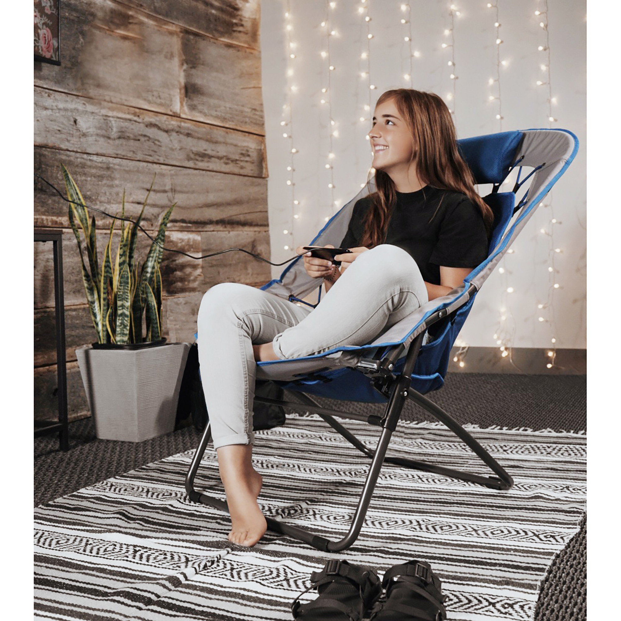 Zenithen Foldable Rectangular Air Mesh Indoor Outdoor Bungee Chair