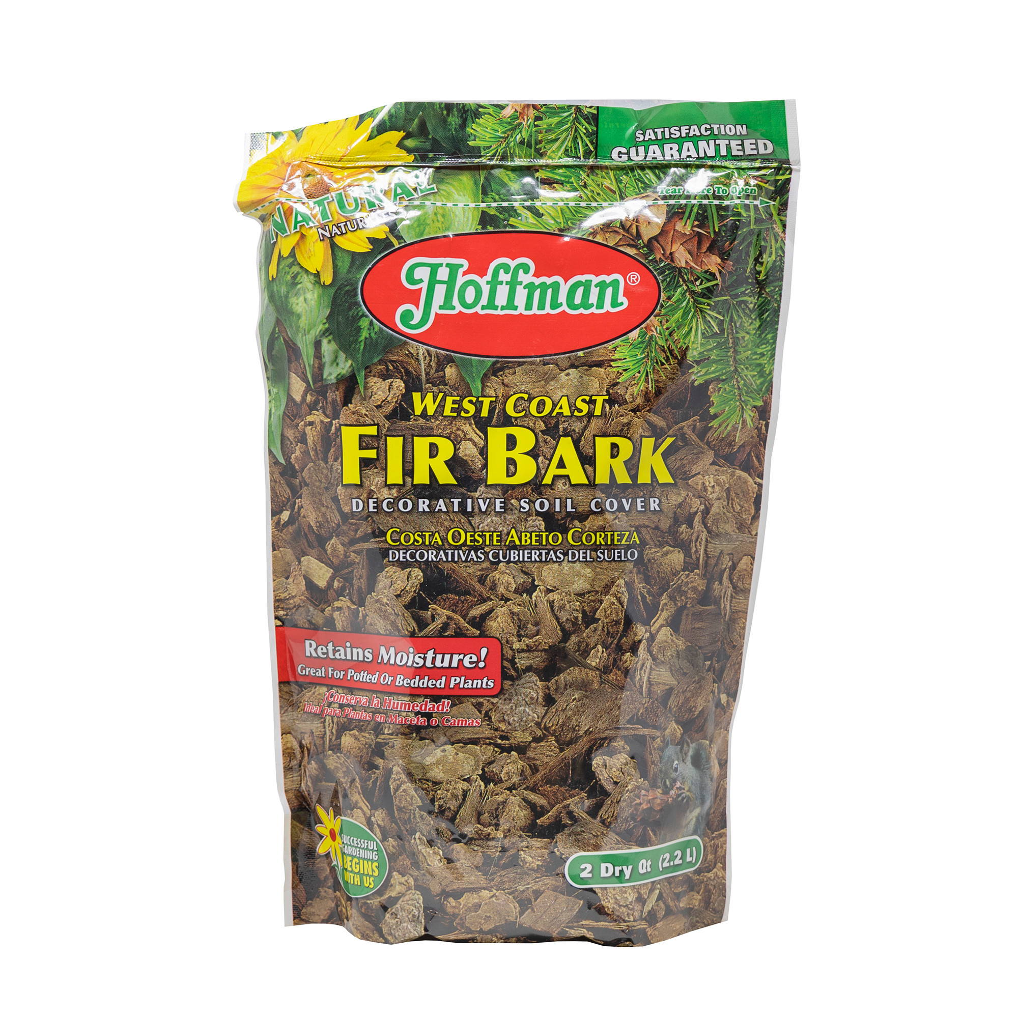 Hoffman West Coast Fir Bark — Decorative Moisture-Retaining Soil Cover for Plants — 2 qt