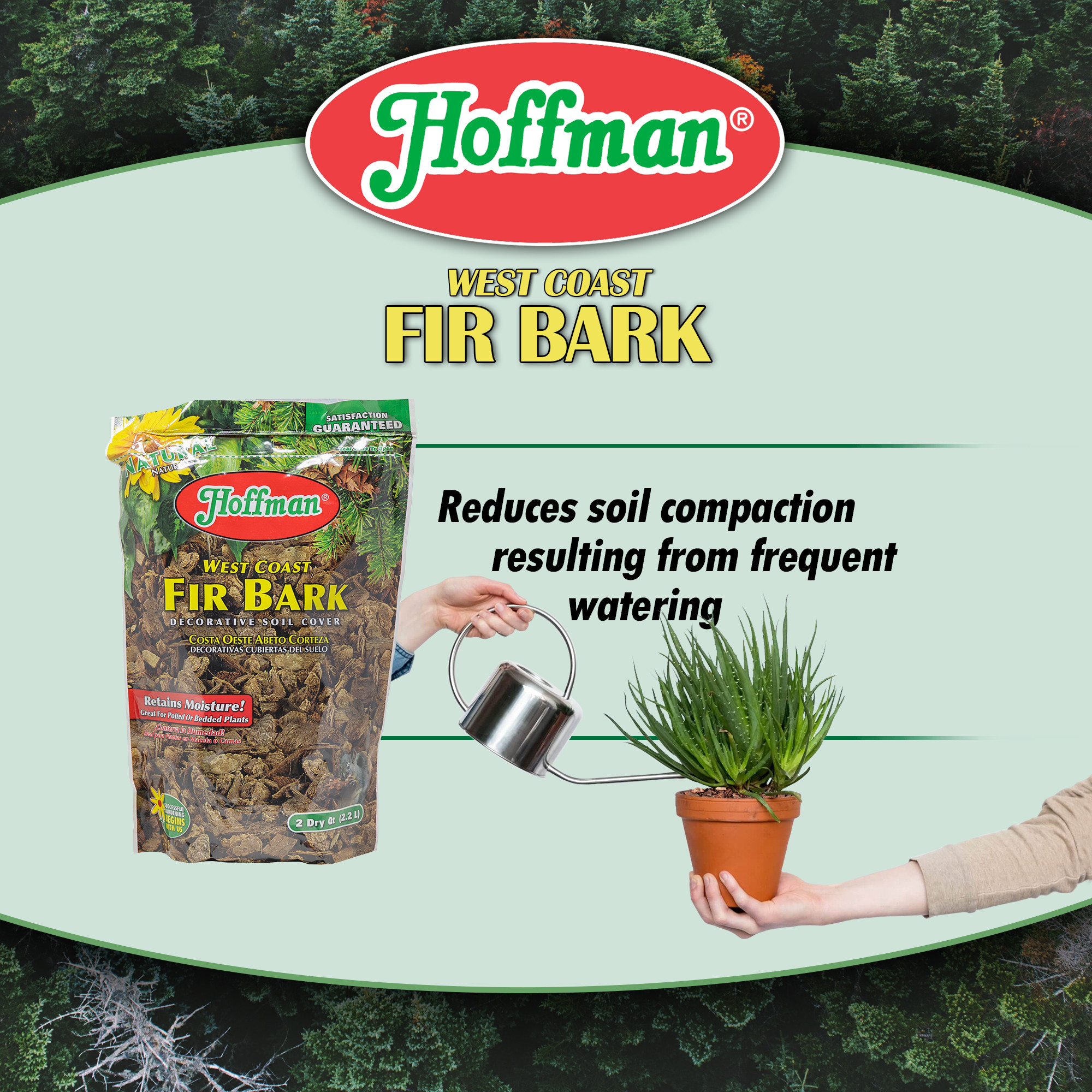 Hoffman West Coast Fir Bark — Decorative Moisture-Retaining Soil Cover for Plants — 2 qt