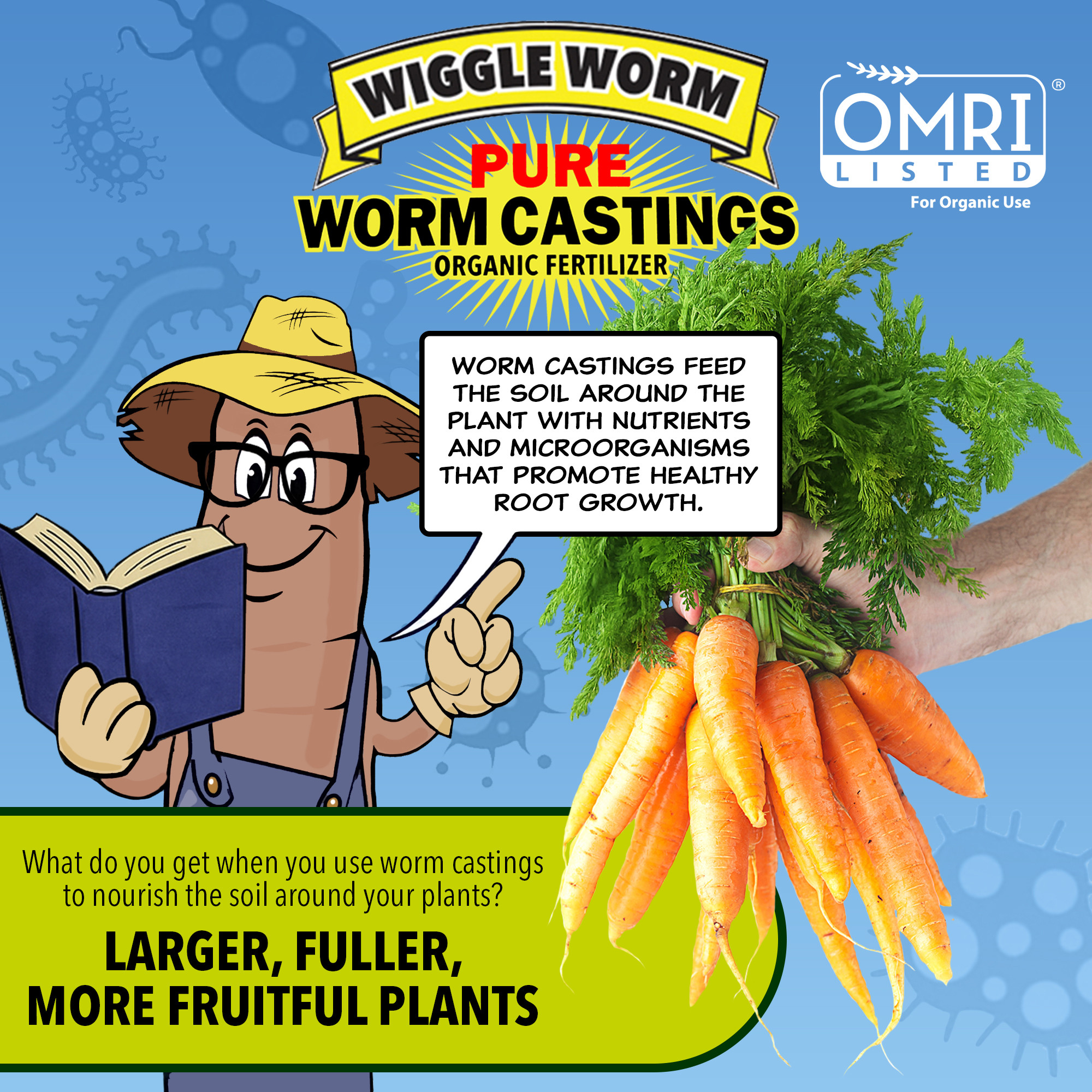 Wiggle Worm 100% Pure Organic Mineral-Dense Worm Castings Fertilizer - Improves Soil Fertility and Aeration for Growing Better Houseplants, Vegetables, and More