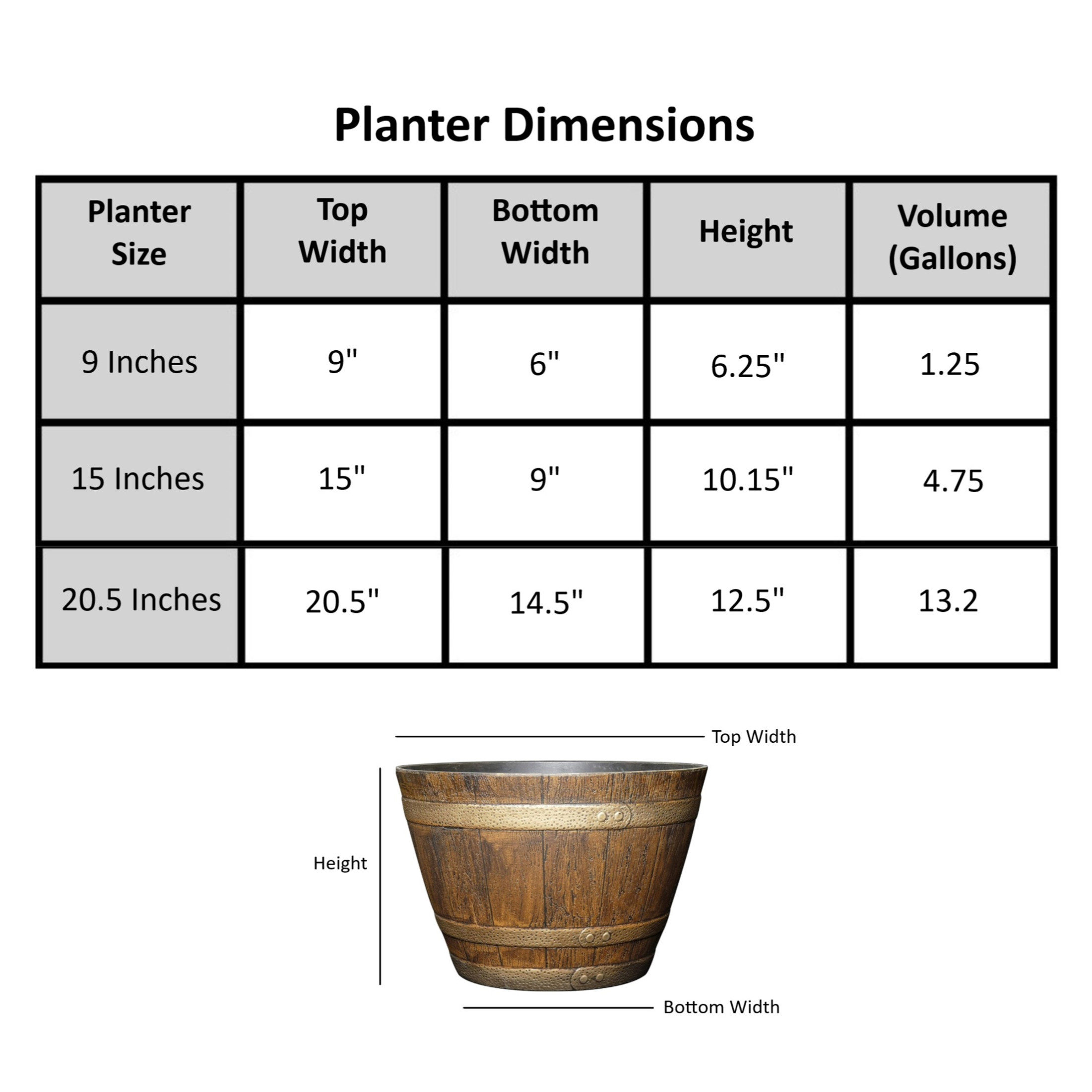 Classic Home and Garden Whiskey Resin Flower Pot Barrel Planter