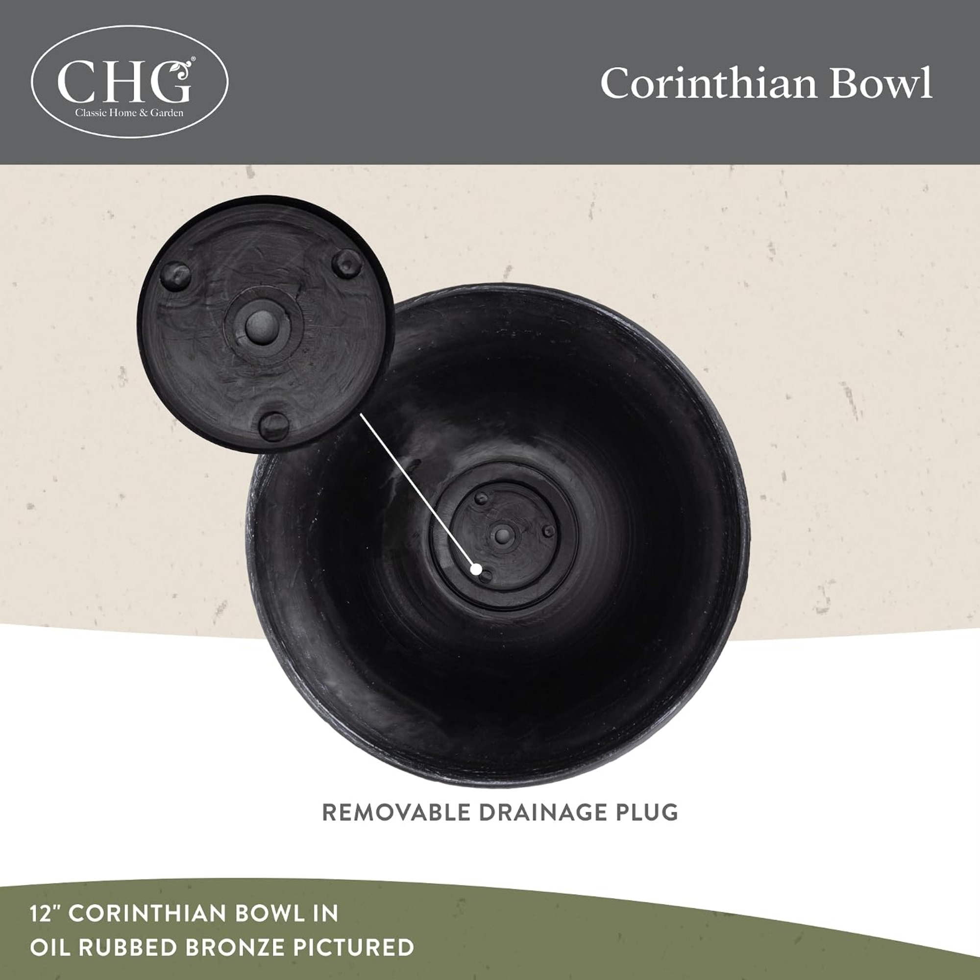 Classic Home and Garden Corinthian Resin Flower Pot Planter Bowl