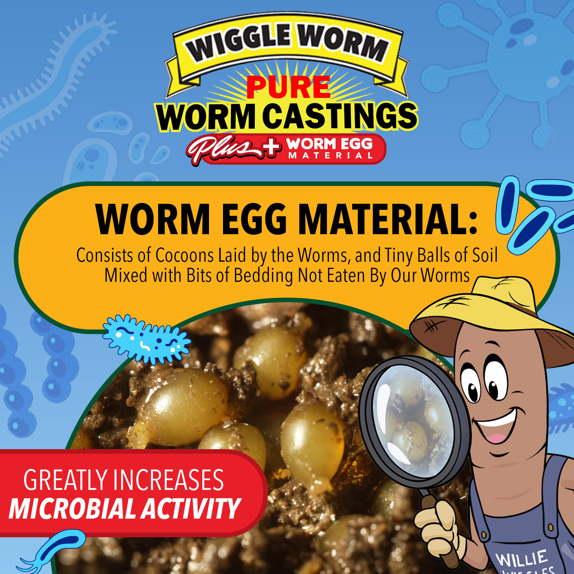 Wiggle Worm 100% Pure Worm Castings Plus Worm Egg Material, 40lbs – Fertilizer and Soil Amendment for Indoor and Outdoor Gardening to Improve Soil Fertility and Aeration - 100% Organic and Odor Free