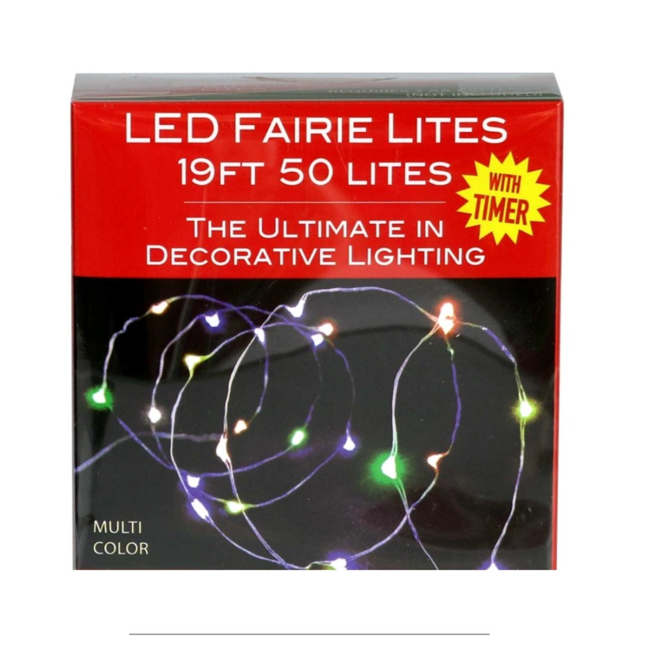 Kurt Adler Battery Operated 50 Multicolored LED Fairy Light Set with Timer 19ft