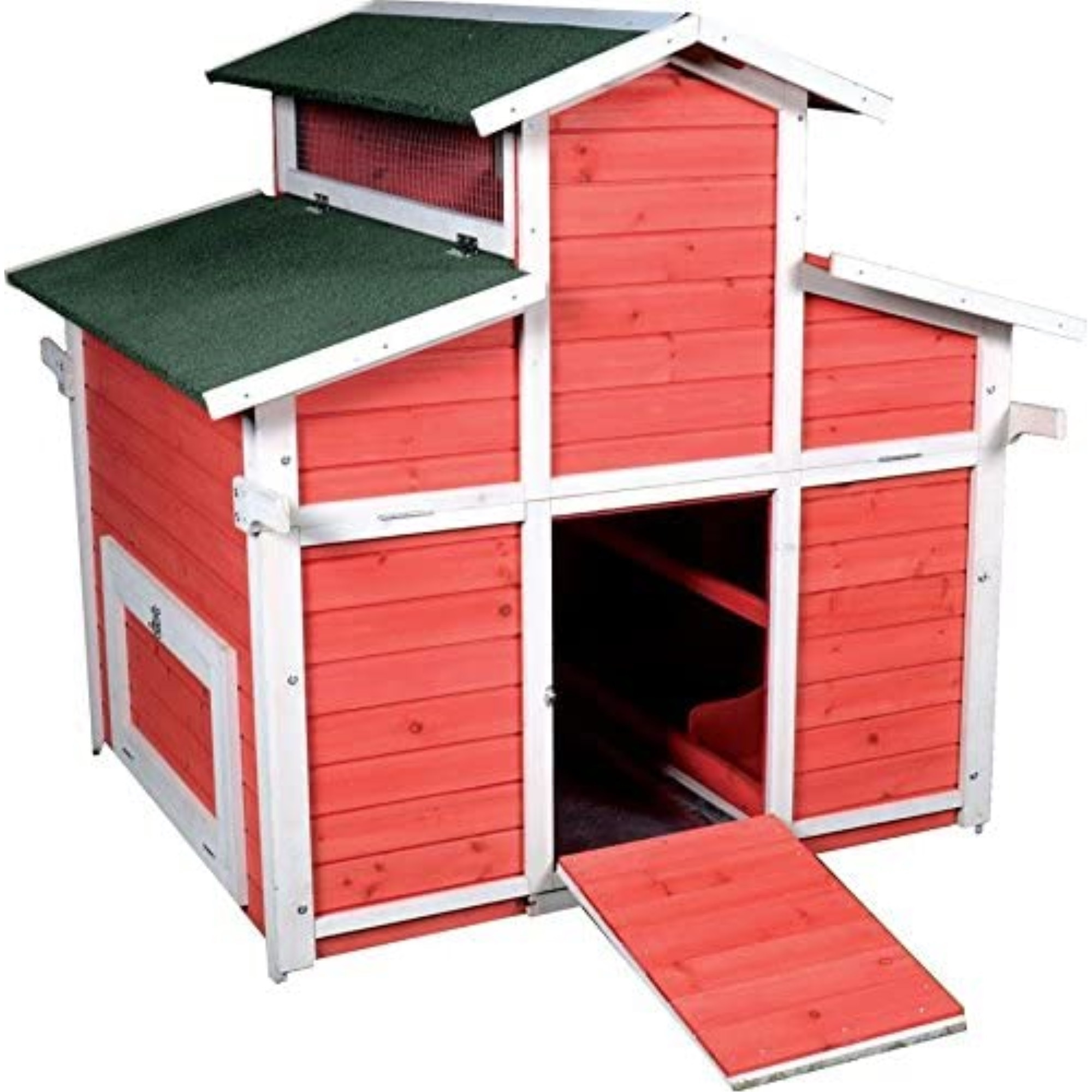 Ware Little Red & White Hen Big Barn — Wood Frame, Multi-Door & Slide-Out Pan, 48.5" (D) x 47" (H)