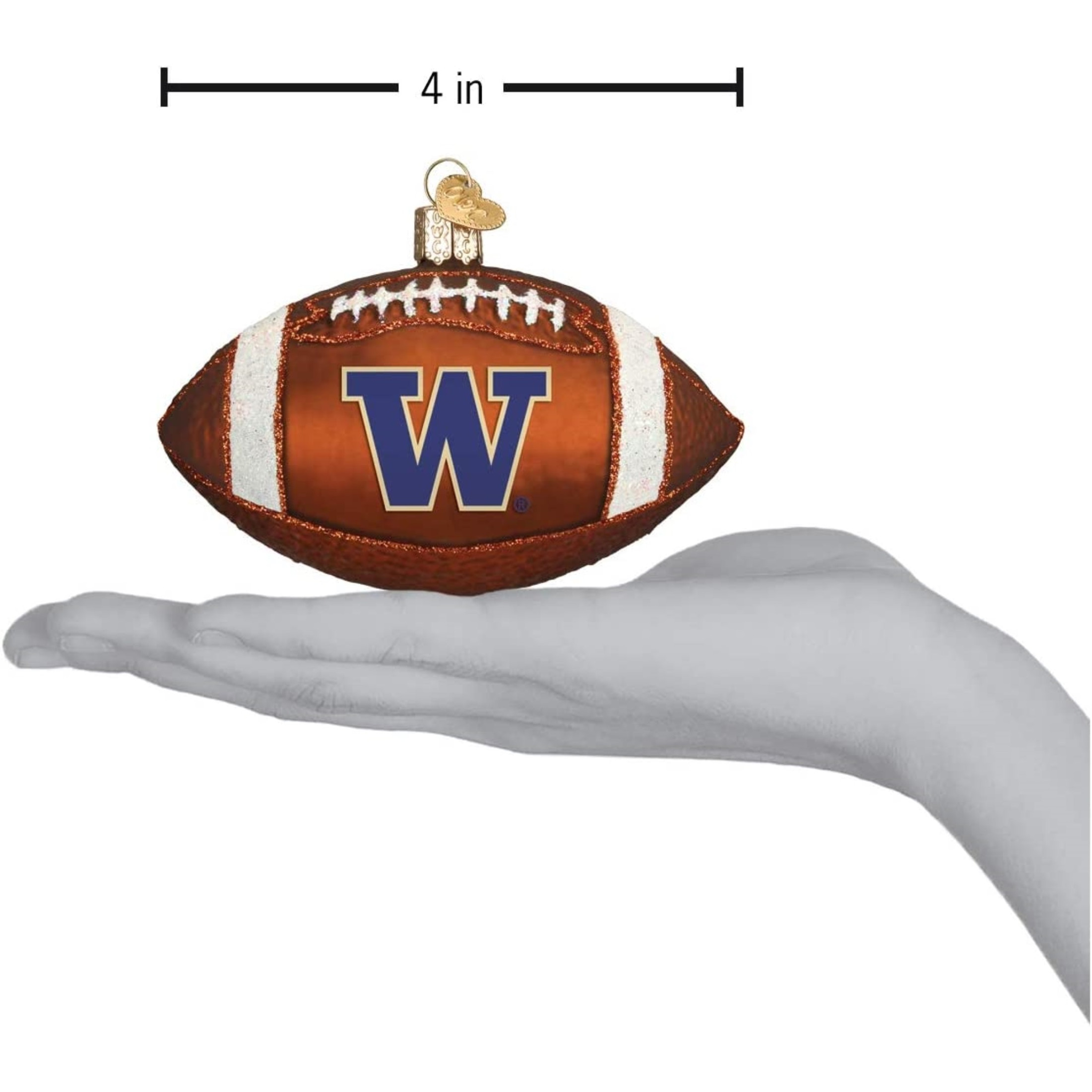 Old World Christmas Glass Blown Ornament for Tree, Washington Huskies Football (With OWC Gift Box) Old World Christmas Glass Blown Ornament for Tree, Washington Huskies Football (With OWC Gift Box)