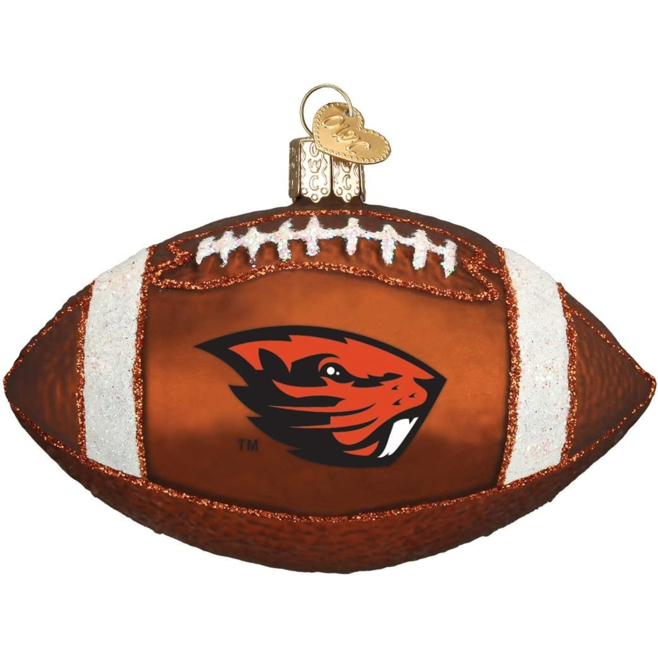 Old World Christmas Glass Blown Ornament for Tree, Oregon State Beaver Football (With OWC Gift Box)