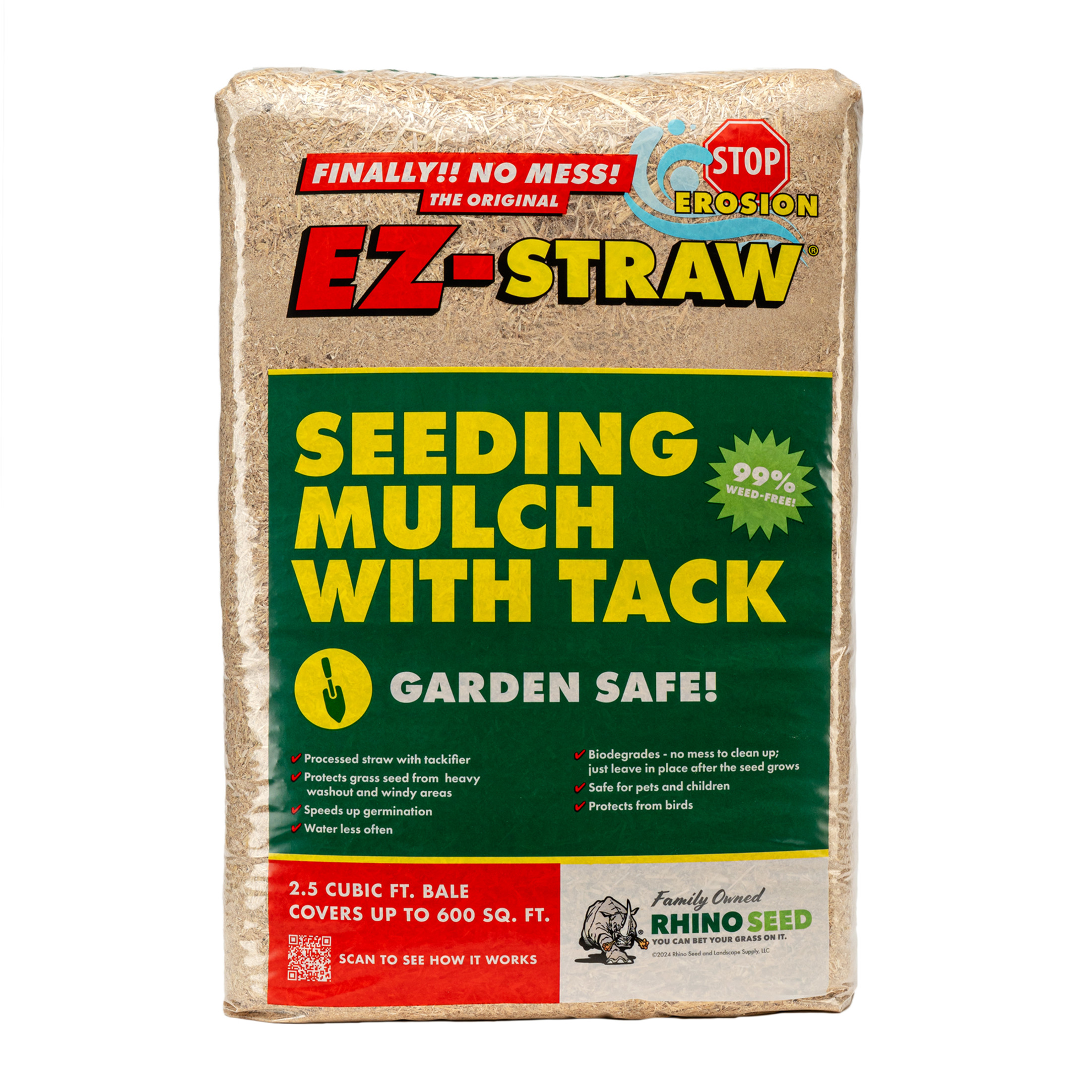 EZ-Straw Seeding Mulch with Tack - Biodegradable Processed Straw, 2.5 cu. ft. Bale (Covers up to 600 sq. ft.)