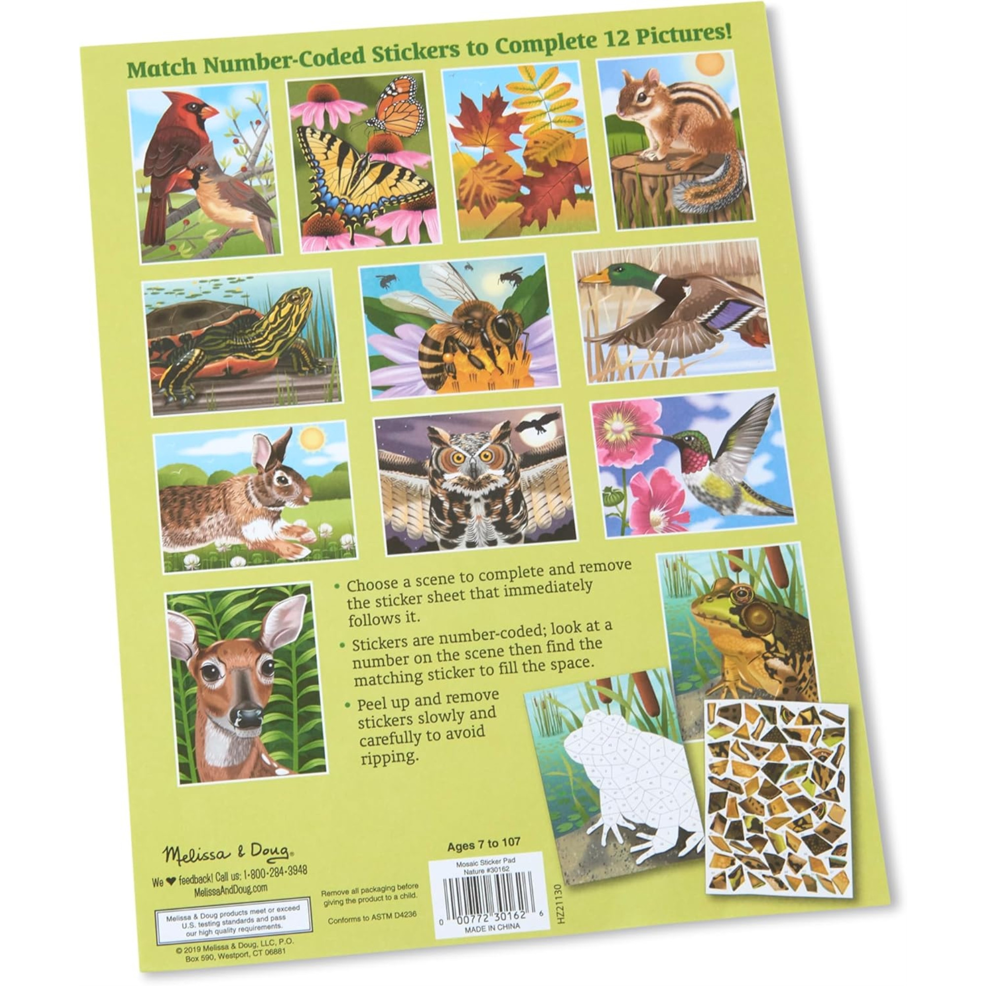 Melissa and Doug Mosaic Sticker Pad, Nature, 850+ Stickers and 12 Scenes