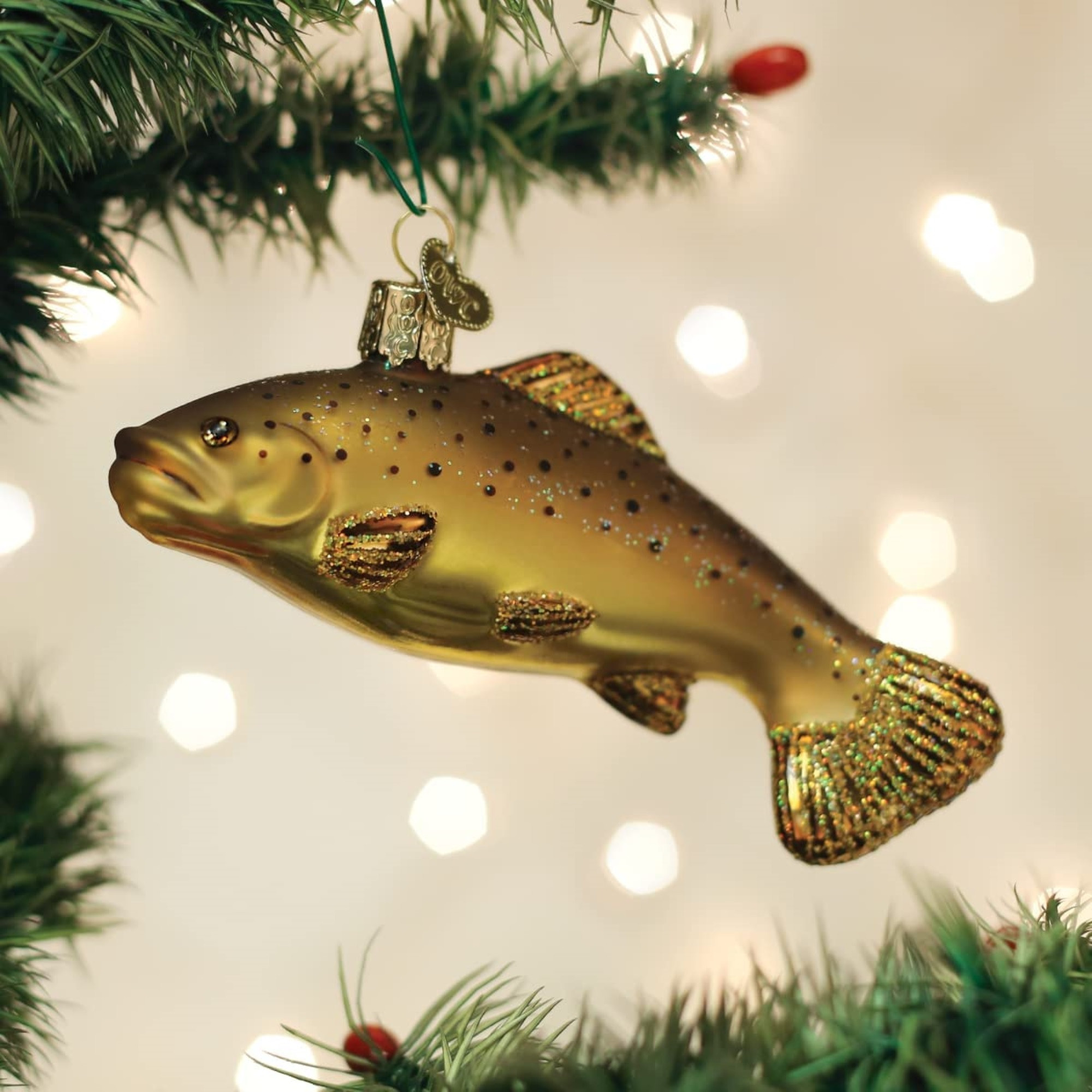 Old World Christmas Glass Blown Ornament for Christmas Tree, Brown Trout