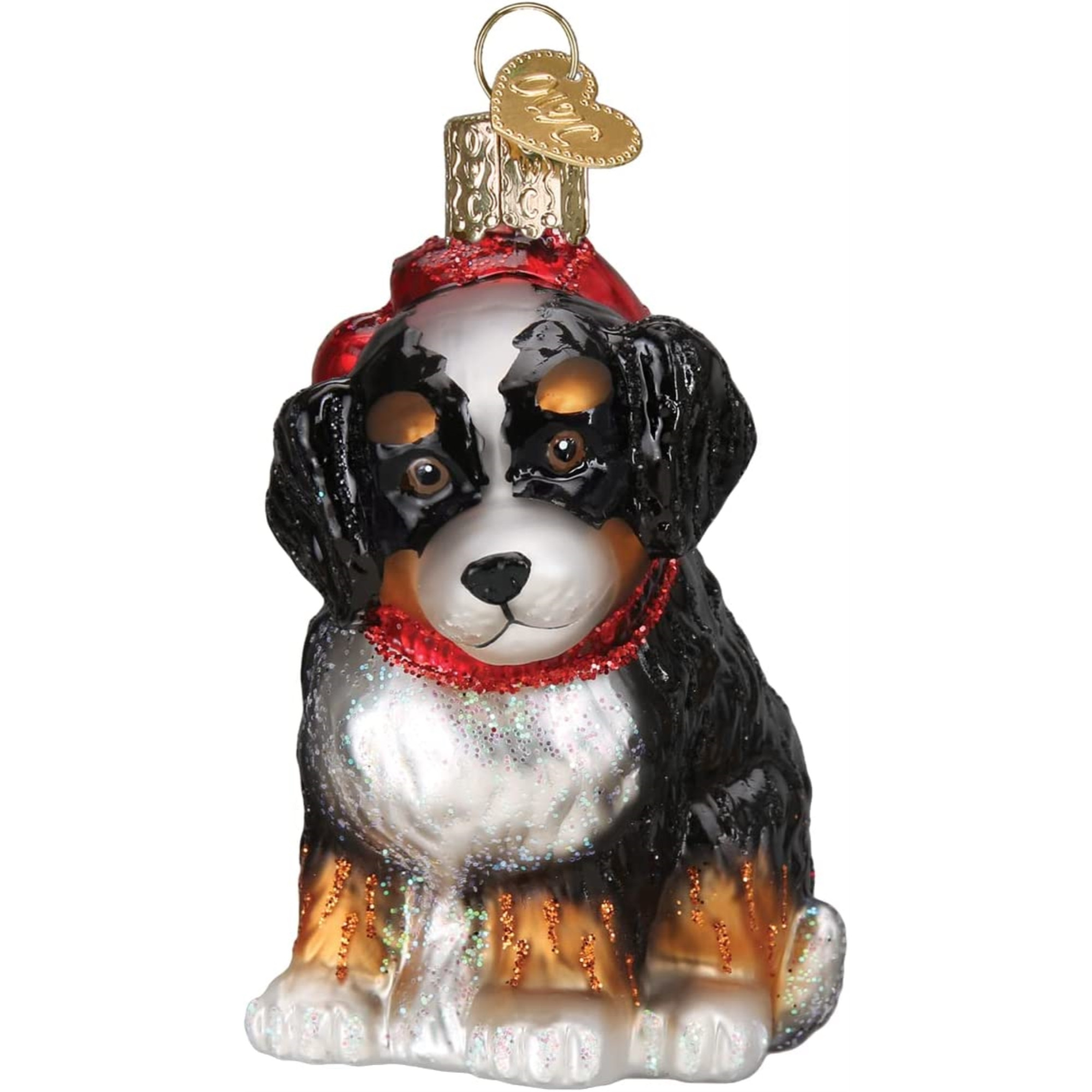 Old World Christmas Glass Blown Ornament for Christmas Tree, Bernedoodle Puppy