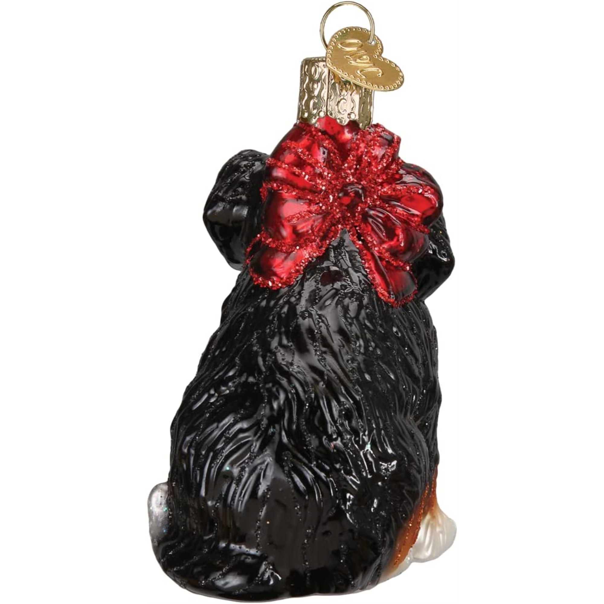 Old World Christmas Glass Blown Ornament for Christmas Tree, Bernedoodle Puppy