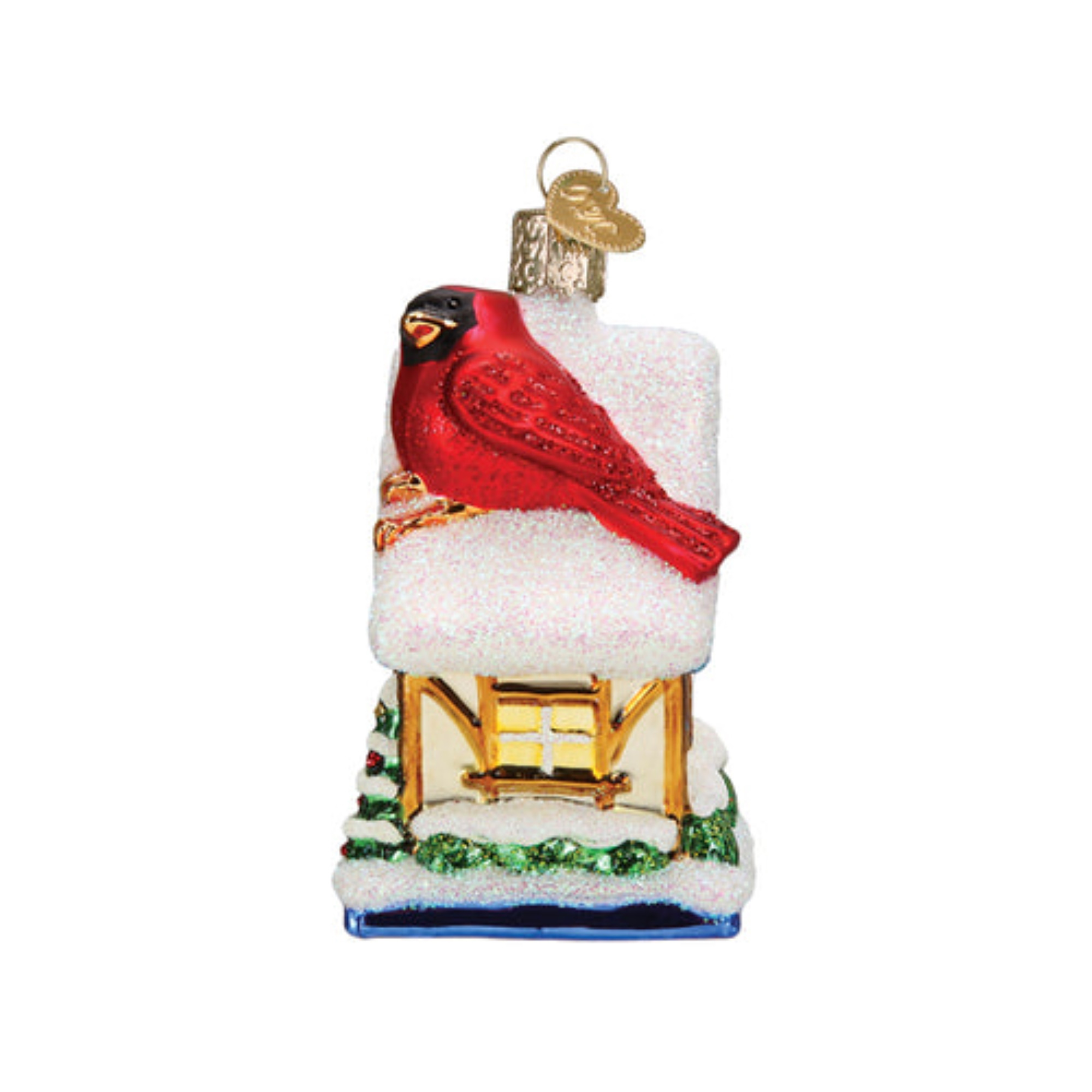 Old World Christmas Blown Glass Ornament for Christmas Tree, Cardinal Birdhouse