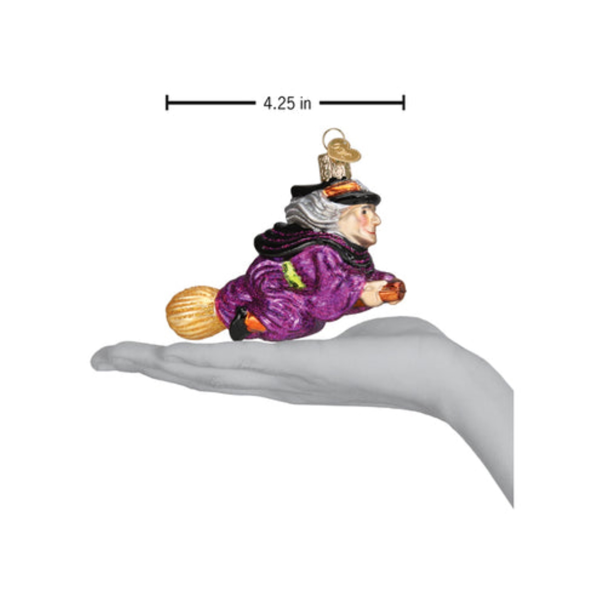 Old World Christmas Halloween Ornament Collection, Witch on Broomstick