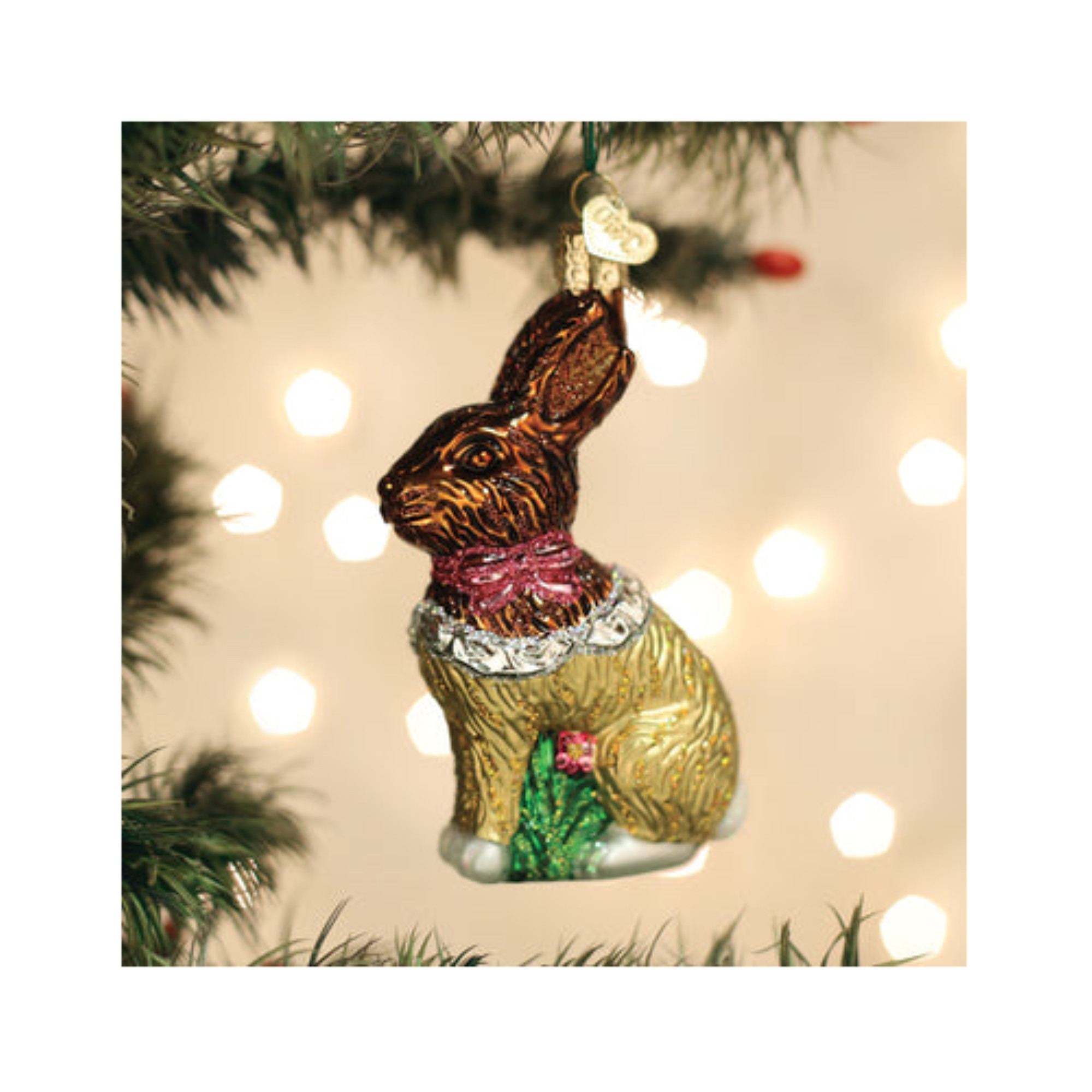 Old World Christmas Glass Blown Ornament for Christmas Tree, Chocolate Easter Bunny